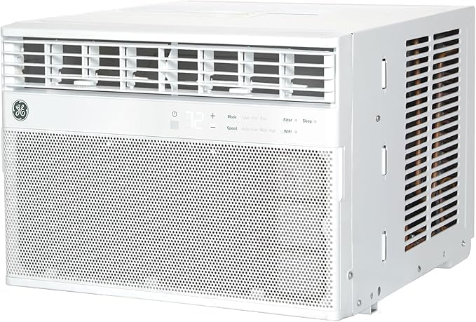 GE Window Air Conditioner 10,000 BTU for Rooms up to 450 sq ft., Wi-Fi Enabled, Energy-Efficient Cooling for Medium Rooms, Easy Install Kit, Control Using Remote or Smartphone App, White