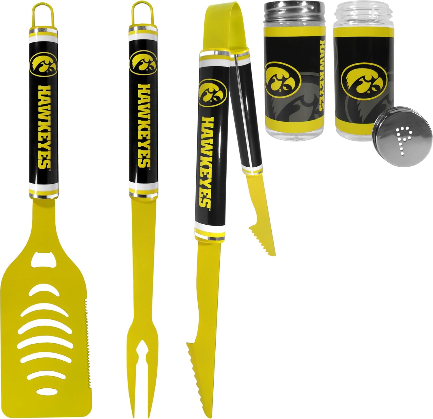 Siskiyou NCAA Iowa Hawkeyes 3 pc Logo BBQ Tools w/Shakers, One Size, Team Colors