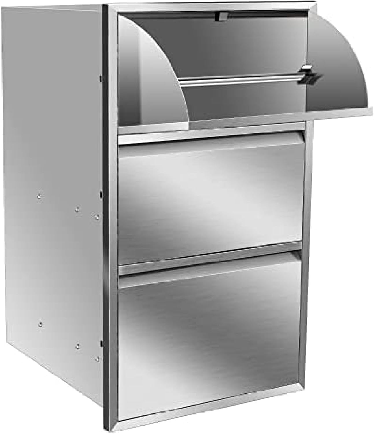 Outdoor Kitchen Drawers, Box Frame Style Flush Mount BBQ Drawers with Stainless Steel Handle, BBQ Island Drawers for Outdoor Kitchens Or Patio Grill Station,-17W X 30H X 21D Inch