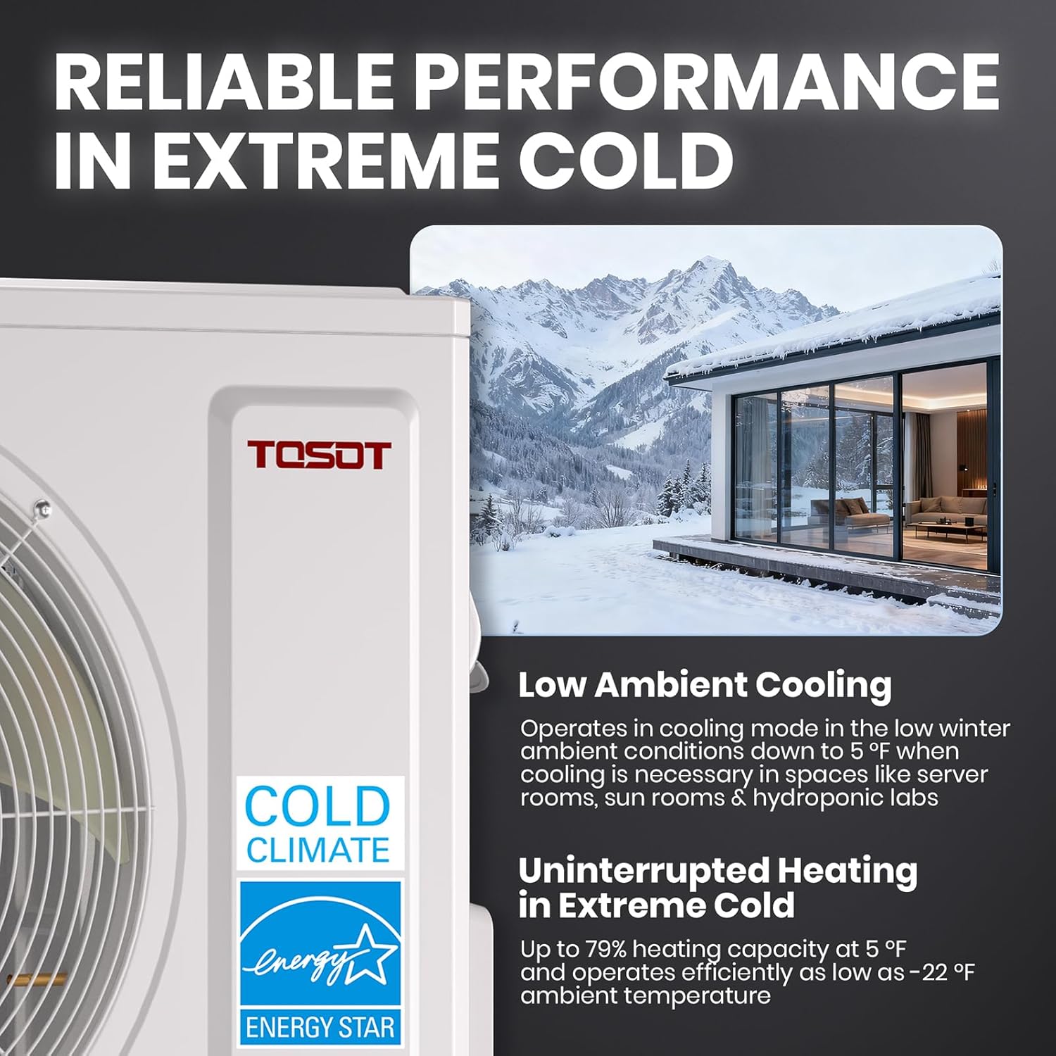 TOSOT 12,000 BTU 24.5 SEER2 Mini-Split Air Conditioner & Heater, Energy Star & Cold Climate Certified, Ductless Inverter AC Unit with WiFi, Supports ERV System, 110-120V, Aoraki Series, White