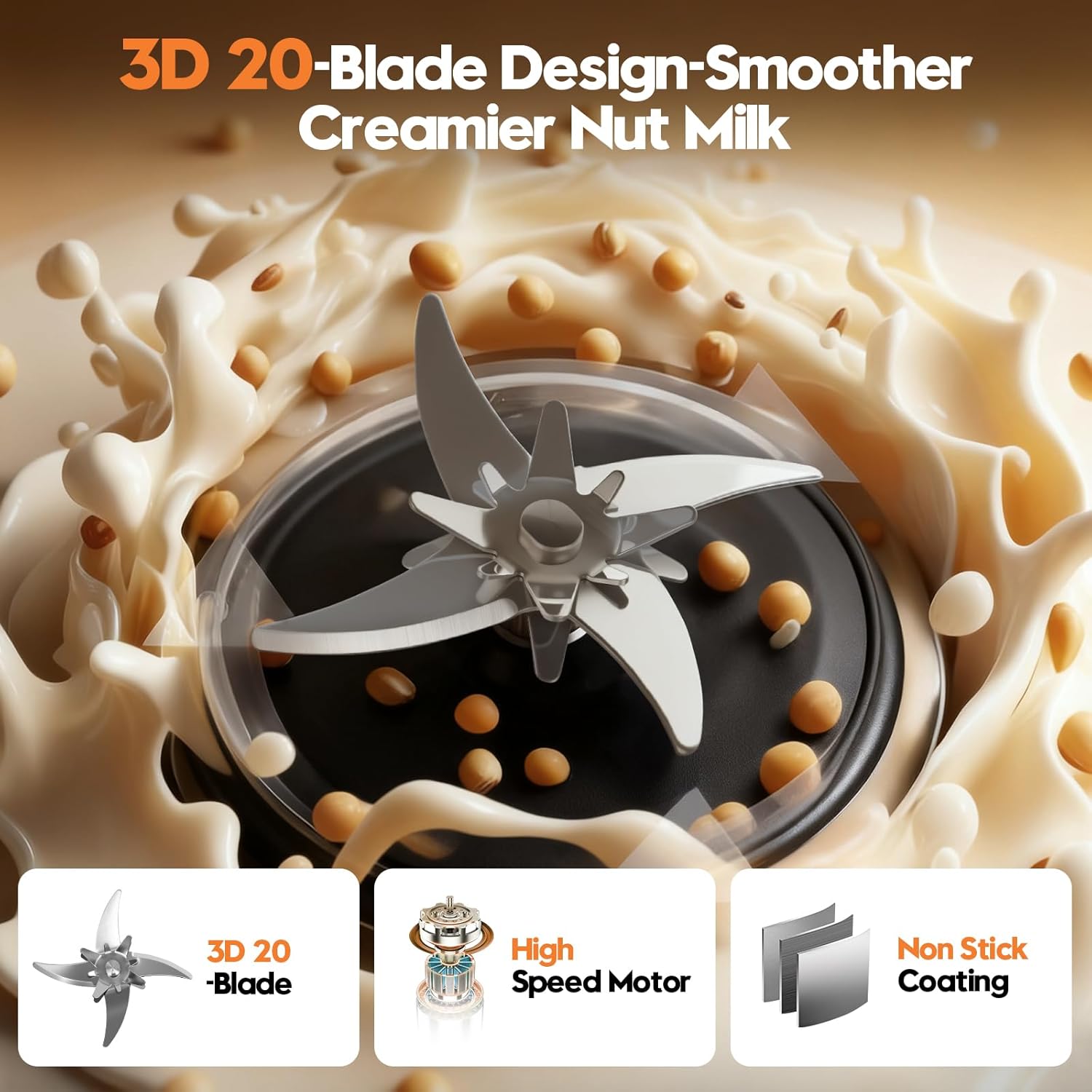 8-in-1 Nut Milk Maker Machine, 50oz Glass Soy Almond Oat Milk Maker with 20 Blades, Delay Timer, Constant Temperature, Self-Cleaning, Overheat Protection, Recipe Included