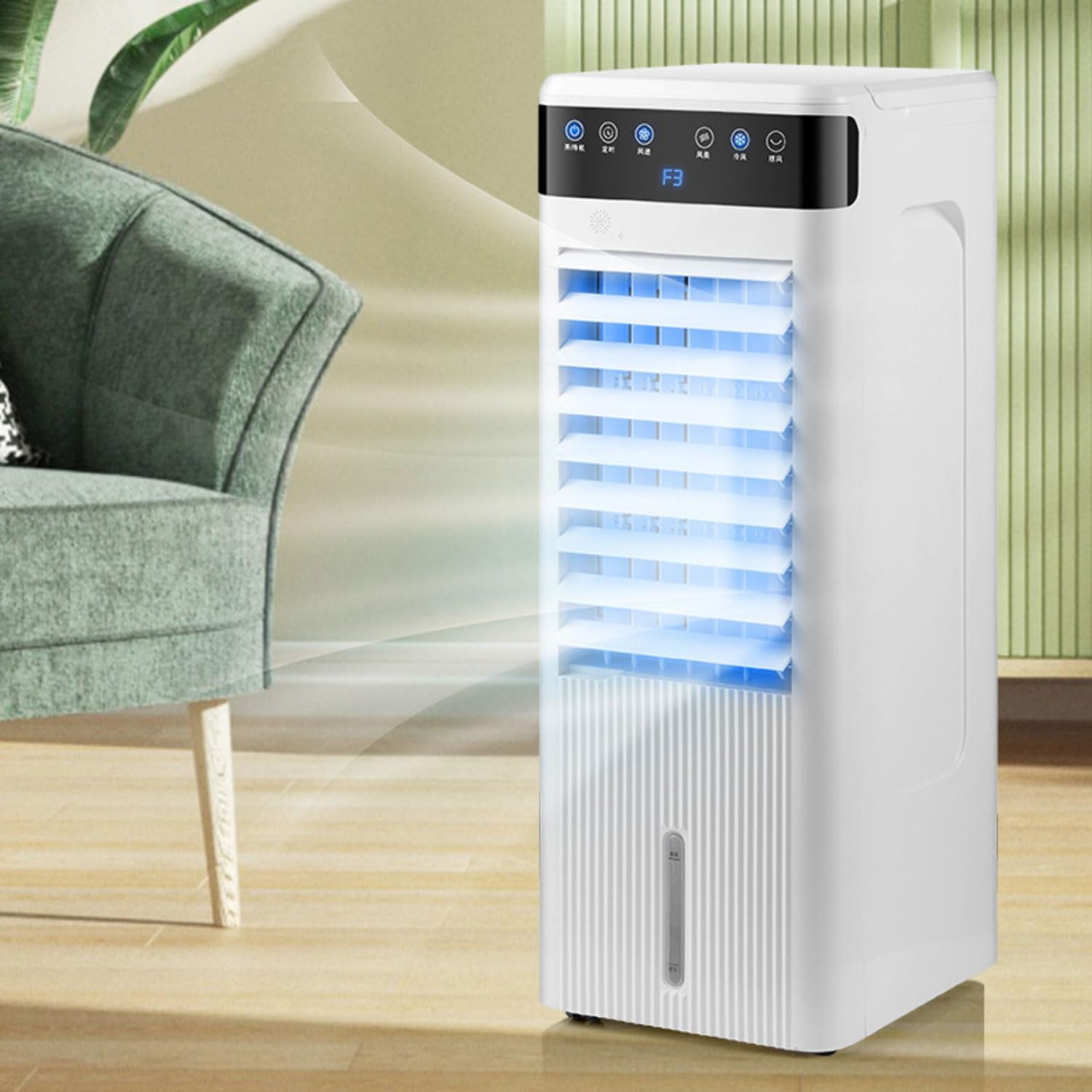 Portable Air Conditioners Cooling Fan with Drainage-Free Cooling 3 Speed Larger Tank 46dB Quiet 12h Timer Air Cooler with Ice Box Cooling AC Unit for Room Office Camping