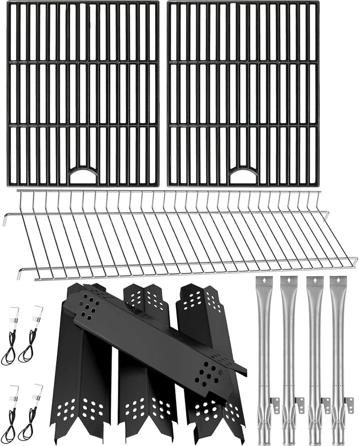 Replacement Parts for Nexgrill 4-Burner 720-0830H 720-0830HR, Cooking Grate, Heat Shield, Burner and Grill Warming Rack Kit for Nexgrill Replacement Parts 4-Burner