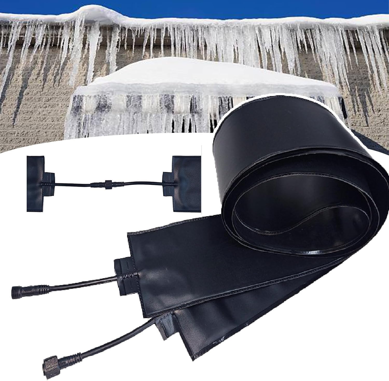 Heated Snow Melting Mats/0℃/122℉ Roof Snow De-Icing Kit -for Roof and Gutters, Roof Heat Tape for Ice Dam & Pipe, PVC Flexible Material-Supports Curling 760cm