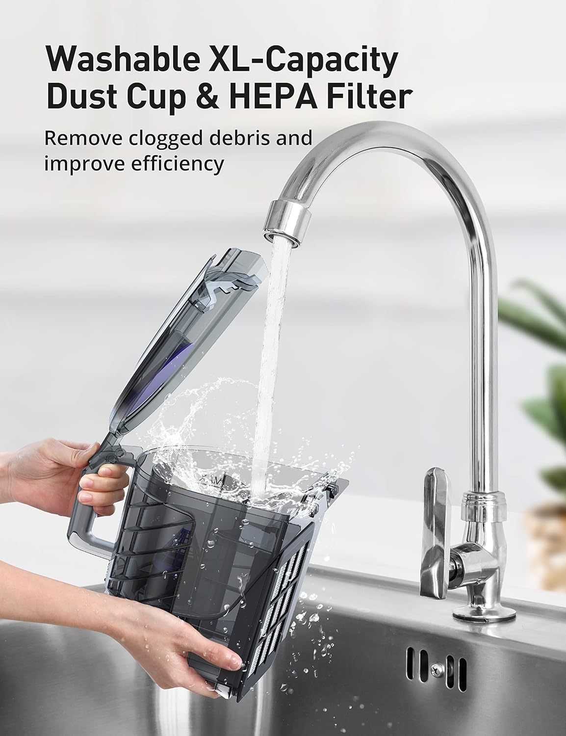 Aspiron Canister Vacuum Cleaner, 30Kpa Bagless Vacuum Cleaners, 3.7QT Large Dust Cup, Double HEPA Filter, Retractable Cord, 1600W Lightweight Vacuum Cleaner with 5 Tools for Hard Floors, Violet