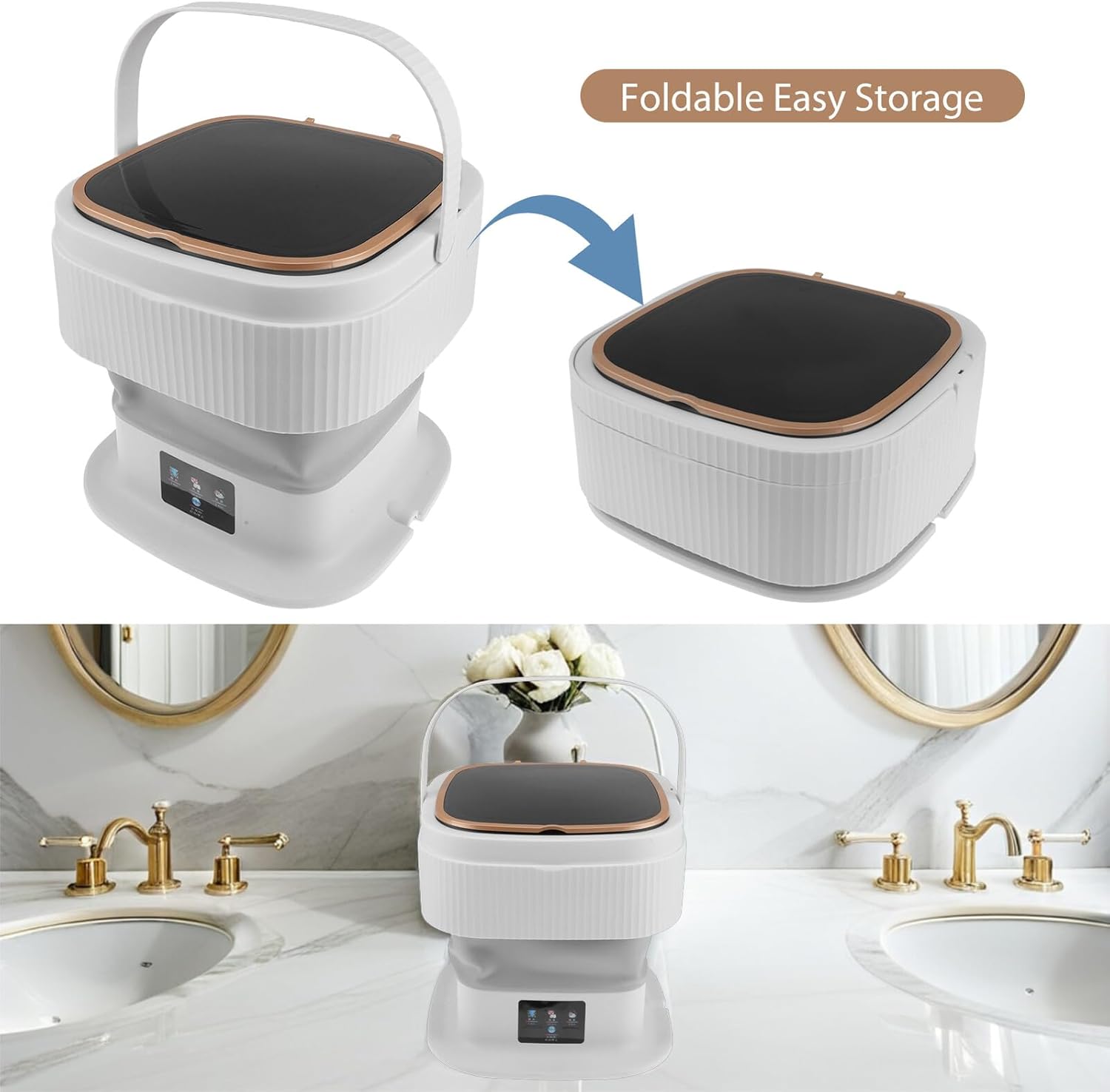 Portable Mini Washing Machine Washer with Automatic Modes Quiet Operation for Clothes Underwear Socks Compact Laundry for Dorms Apartments Hotels
