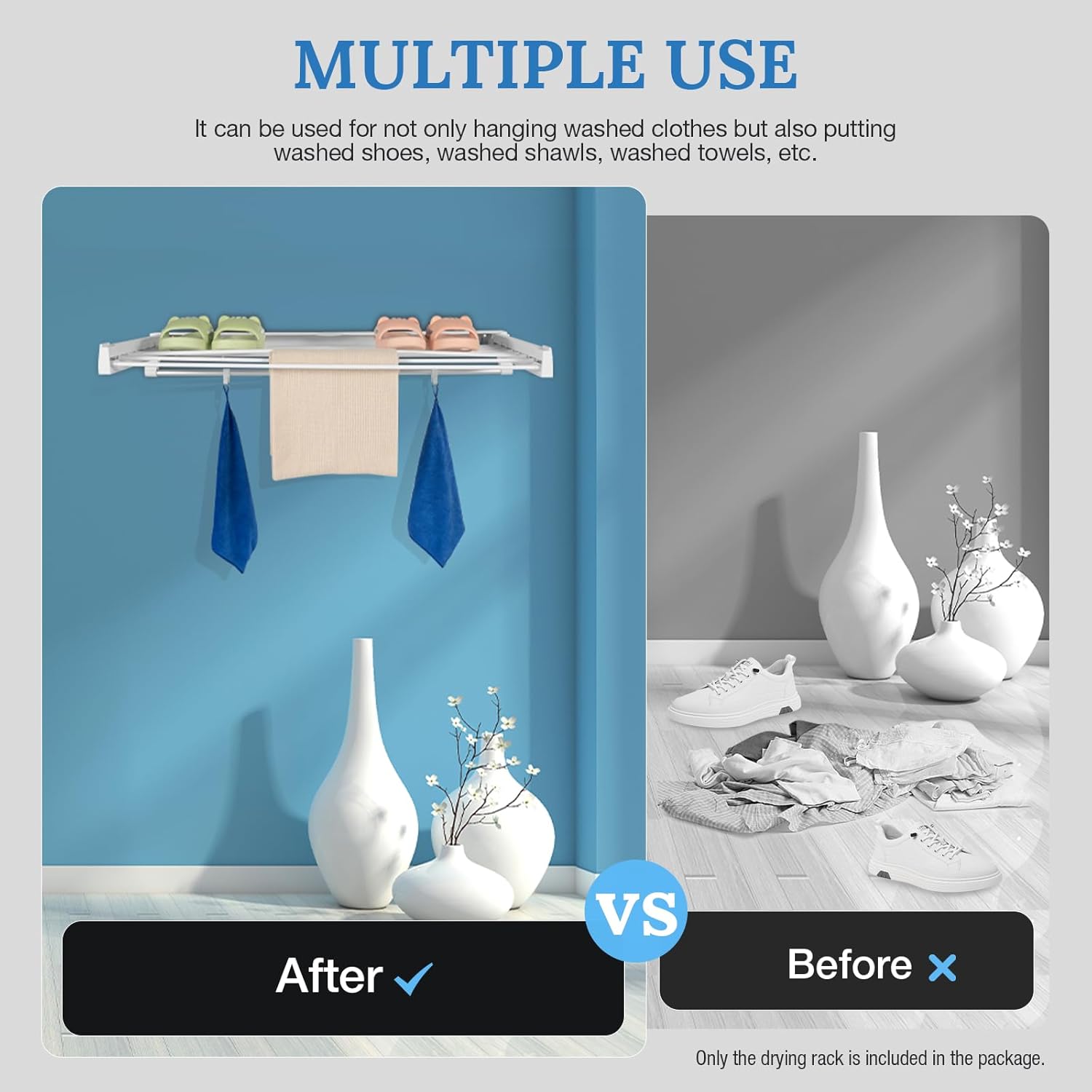 Ringmaster Laundry Drying Rack Collapsible Wall Mounted Hanger Retractable Clothes Drying Rack Dryer Hanger Rack,7 Hanging Rods,Load 4.4 lbs/Rod (White)