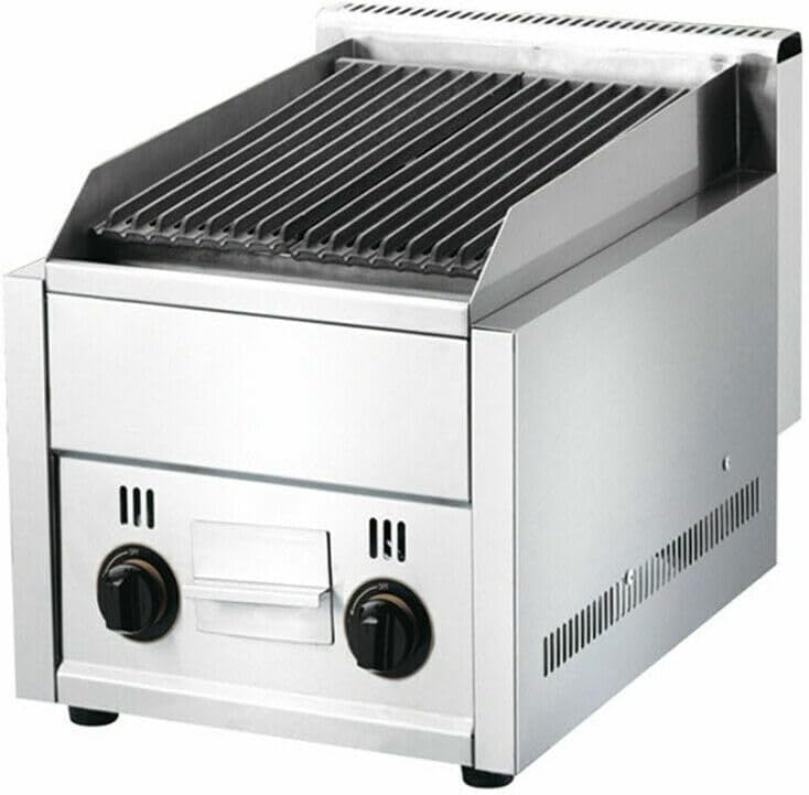 Gas Grill, Commercial Gas Broiler Char Grill with Ignition Knob Stainless Steel Professional Gas Grill Liquefied Petroleum Gas Charbroiler Restaurant outdoor Countertop Griddle