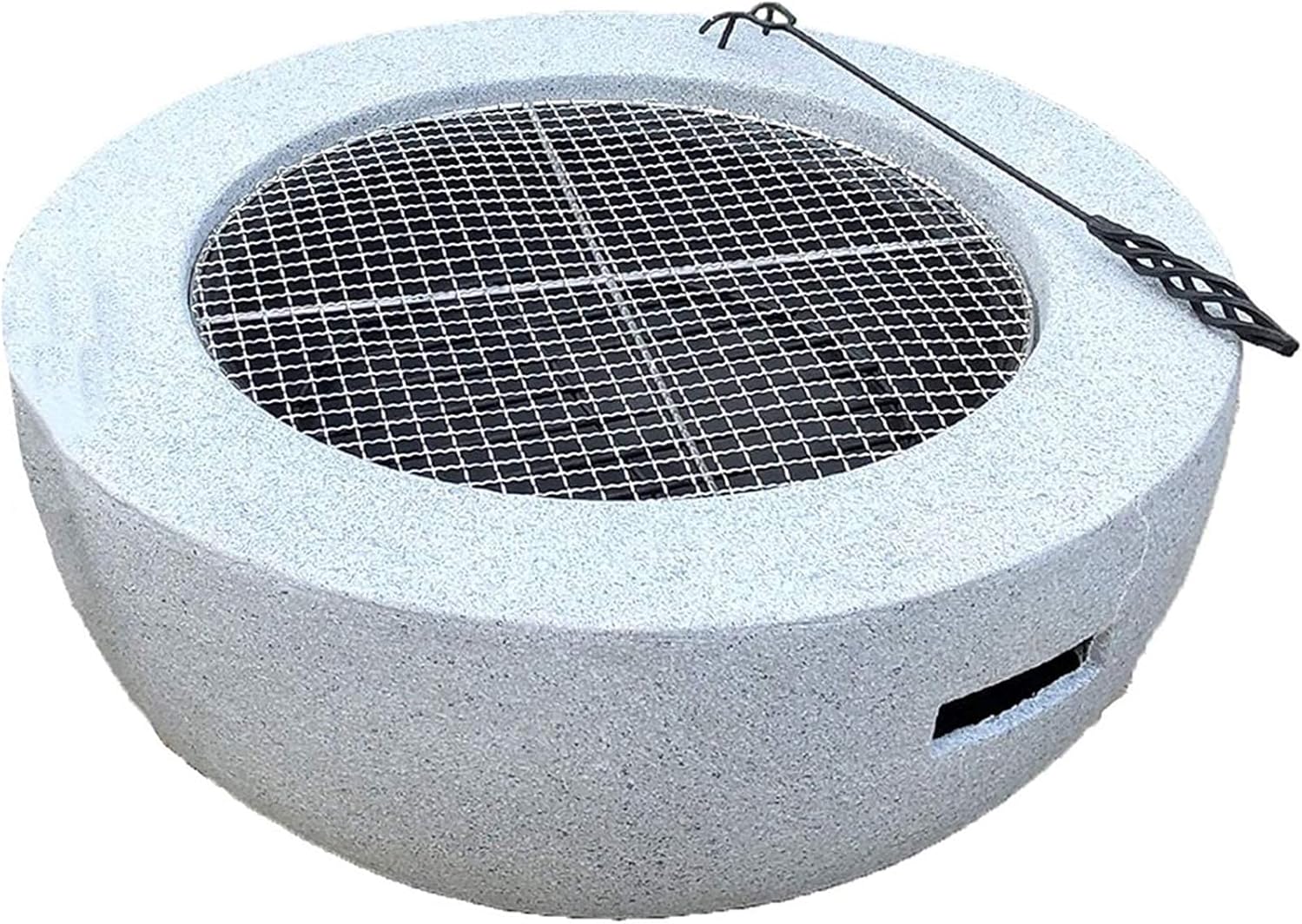 Hearth Grill, Fireplace, Fire-Resistant, Includes Grill Grate for Use as a BBQ Pit, Fire Bowl Out of Steel with an Edging of Artificial Stone Patio Stove
