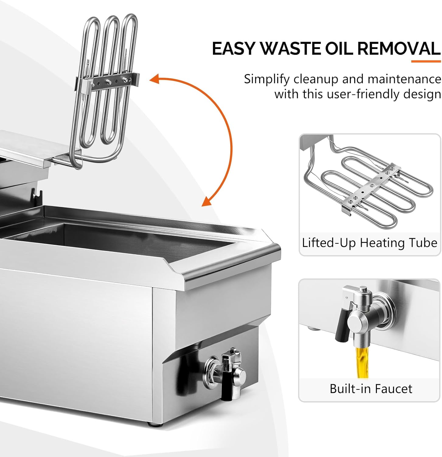 ROVSUN 12.5QT/11.8L Electric Deep Fryer w/Frying Basket, Timer, Drain, & Lid, Commercial Countertop Single Tank Frying Machine, Adjustable Temperature, for French Fries Donuts Onion Rings, 1700W 110V