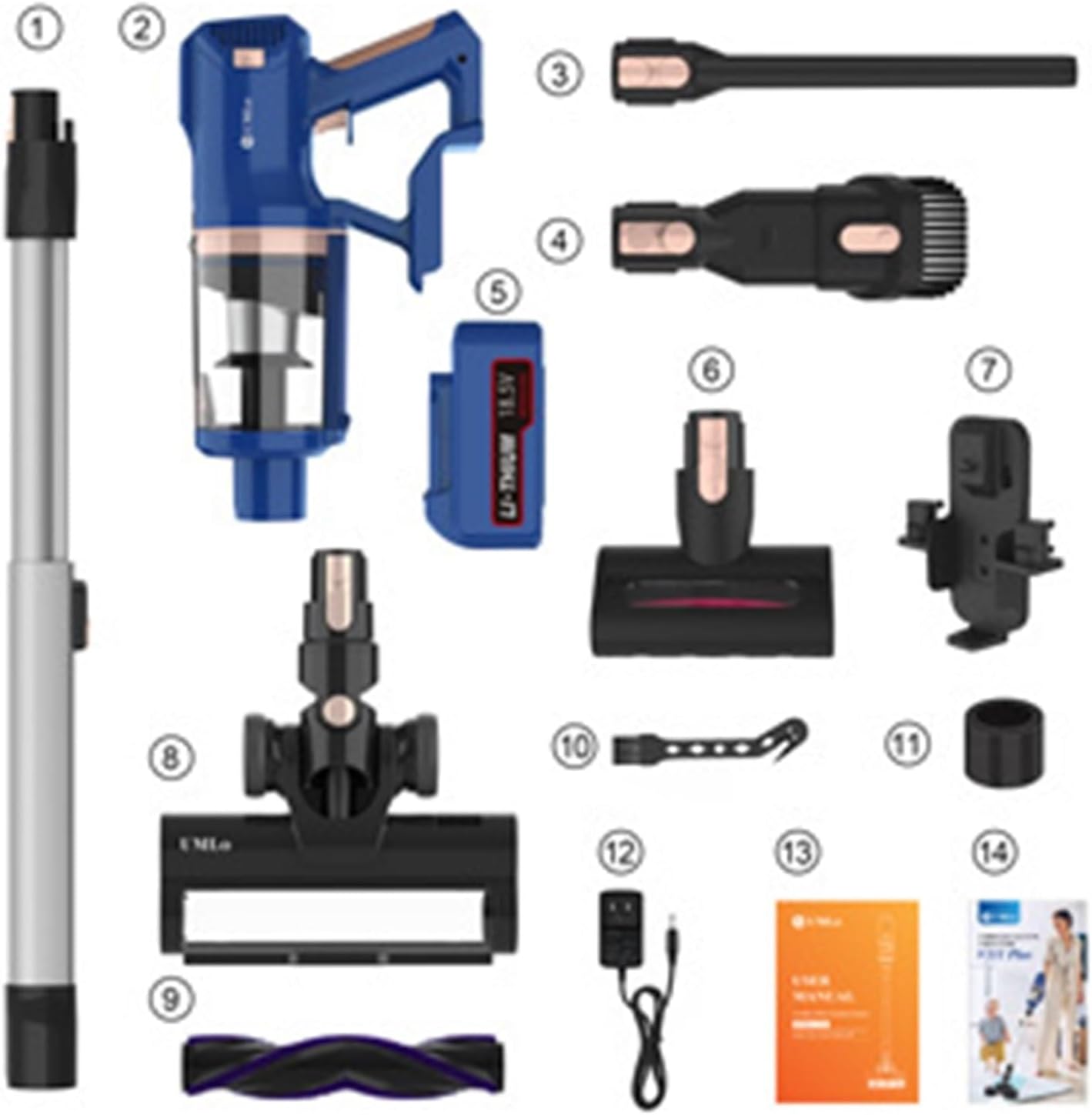 Compatible With UMLO V11 Cordless Vacuum Cleaner, 30kPa 300W Powerful Suction, 60 Mins Runtime 4000mAh Battery, 6-in-1 Lightweight Stick Vacuum For Carpet Hard Floor Pet Hair