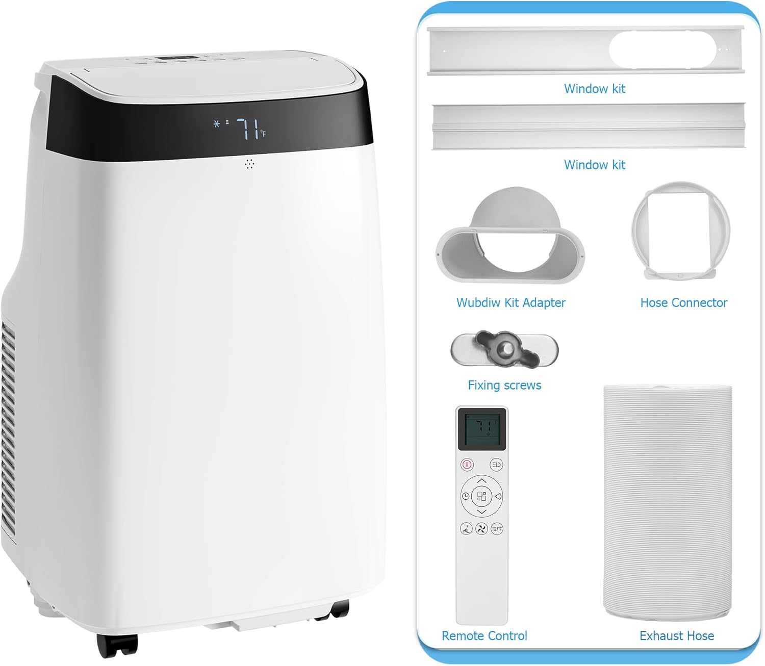 10000 BTU Portable Air Conditioner with 3-in-1 Cooling, Dehumidification, and Fan Modes,Cools up to 450 Sq. Ft., Includes Remote Control,LED Display,24-Hour Timer,and Window Mounting Kit