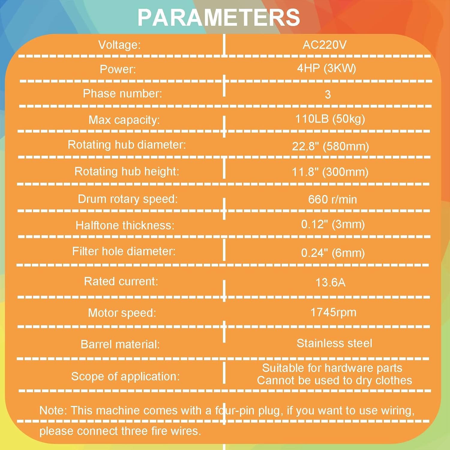 Industrial Centrifuge Hydro Extractor Dryer Machine 110LB Laundry Spin Dryer Extractor Stainless Steel Cloths Dewatering Machine Biomass Oil Extraction Solid-liquid Separator 3000W 220V