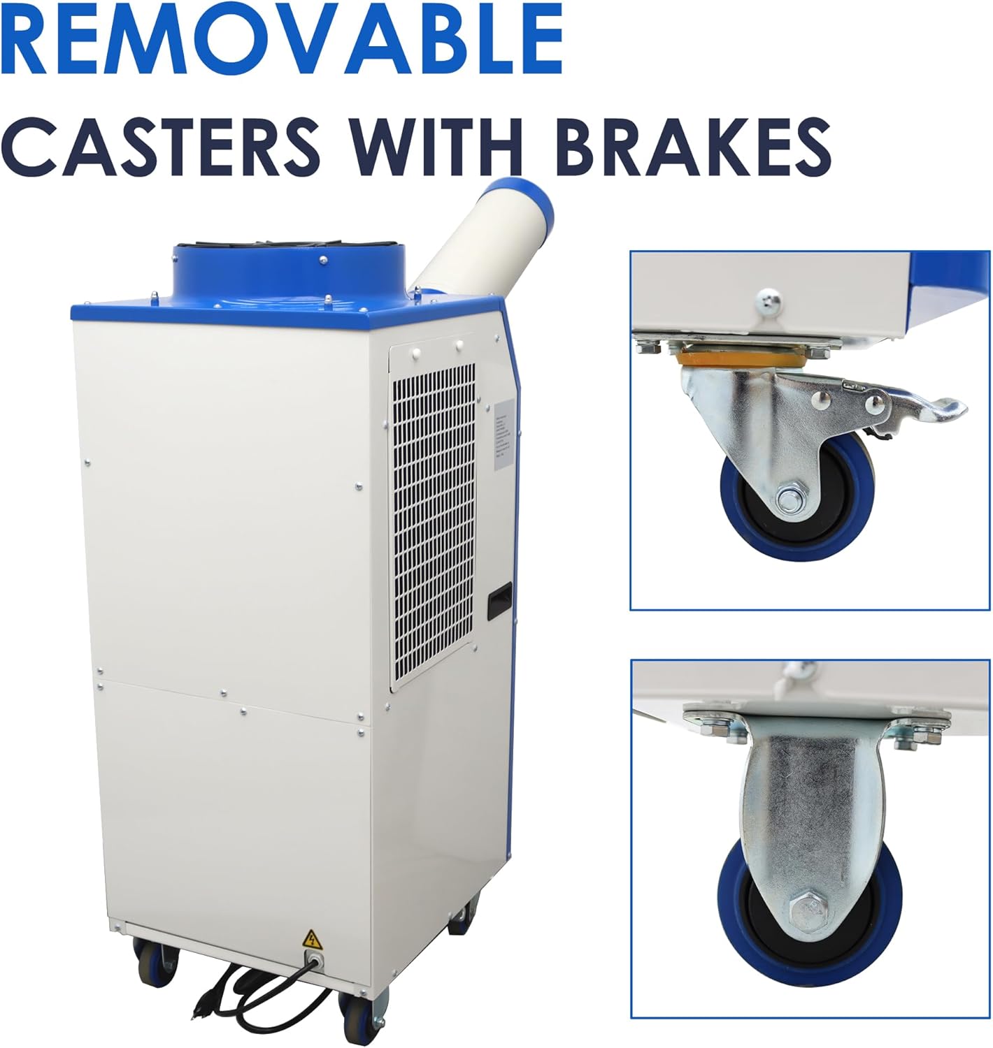 11900 BTU Industrial Portable Air Conditioner Single Nozzle Mobile Spot Cooler with 3.7 Gal Water Tank Automatic Control 480m³/h 110V 1400W