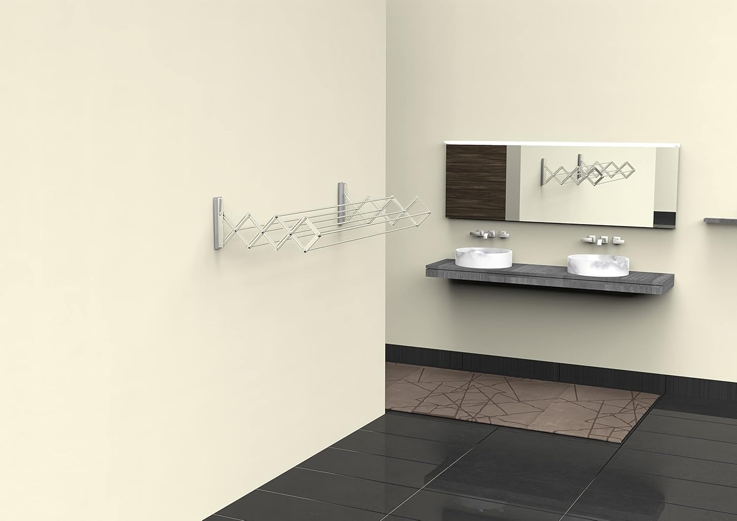 Juwel Ruckzuck 60 Clothes Drying Length 4.9m, Extendible Wall Dryer, Width 60cm, Max. Maximum Load: 20 kg: 40130, Silver, 4,9 Meter