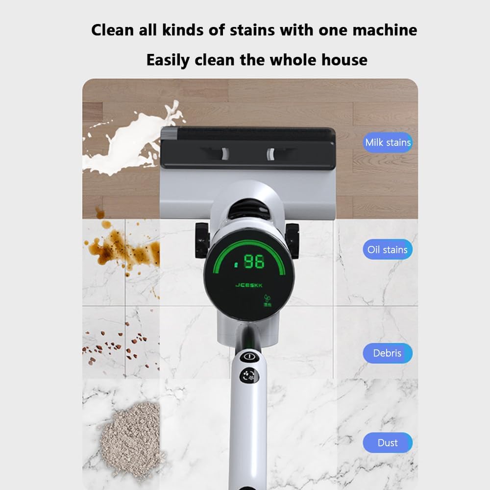 Household Floor Scrubber,Wet and Dry,850ml Clean Water Tank,600ml Sewage Tank,16kpa Suction Washing and Mopping Machine,Cleaning Machine,Suitable for Cleaning Floors,Dust,Oil,Debris,White (Grey )