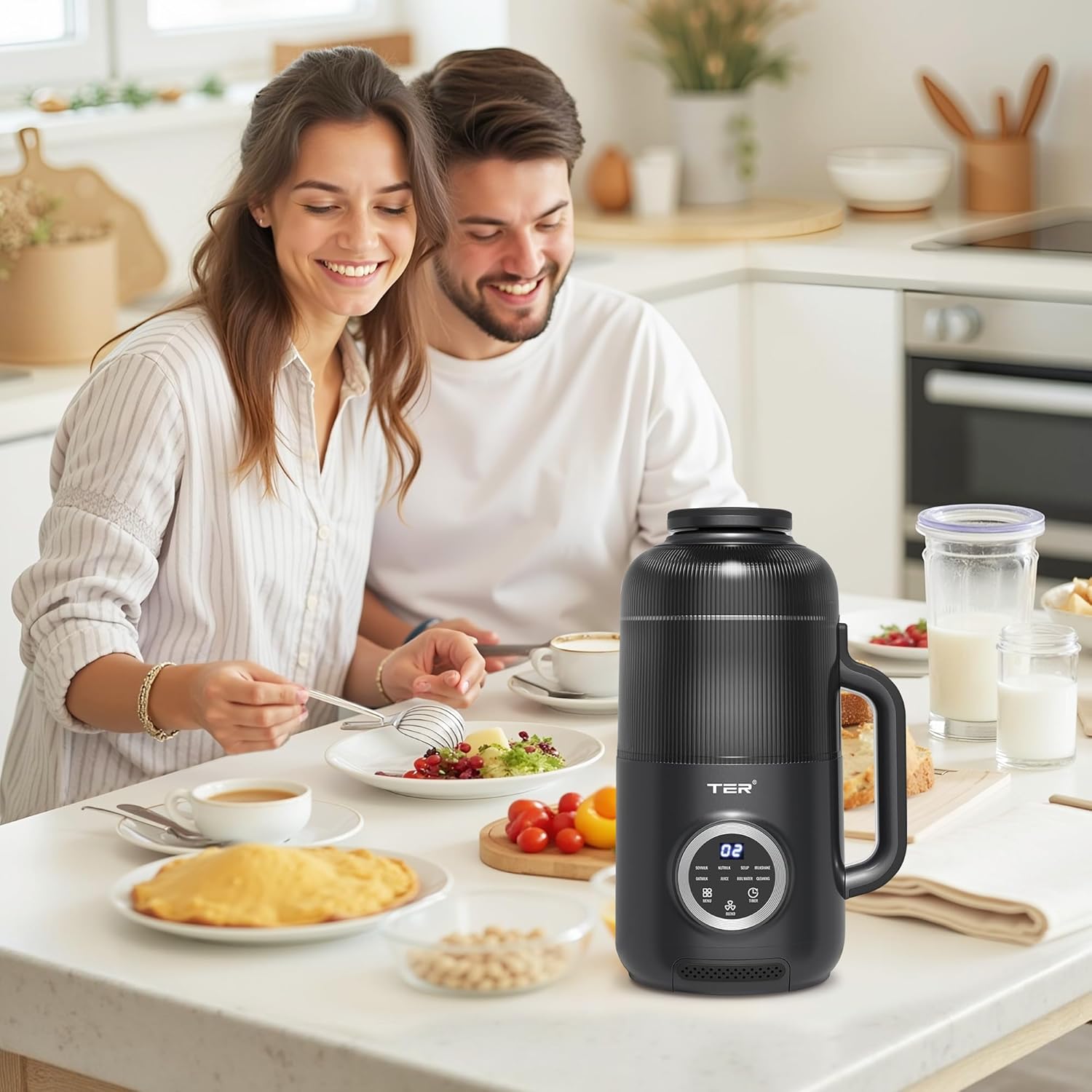 10-in-1 Nut Milk Maker, Electric Bean and Nut Milk Machine, 40oz Soy Milk Maker Blender for Homemade Almond, Oat, Soy, Coconut, Juice, Milkshake with Delay Start/Boil Water/Keep Warm/Auto-Clean