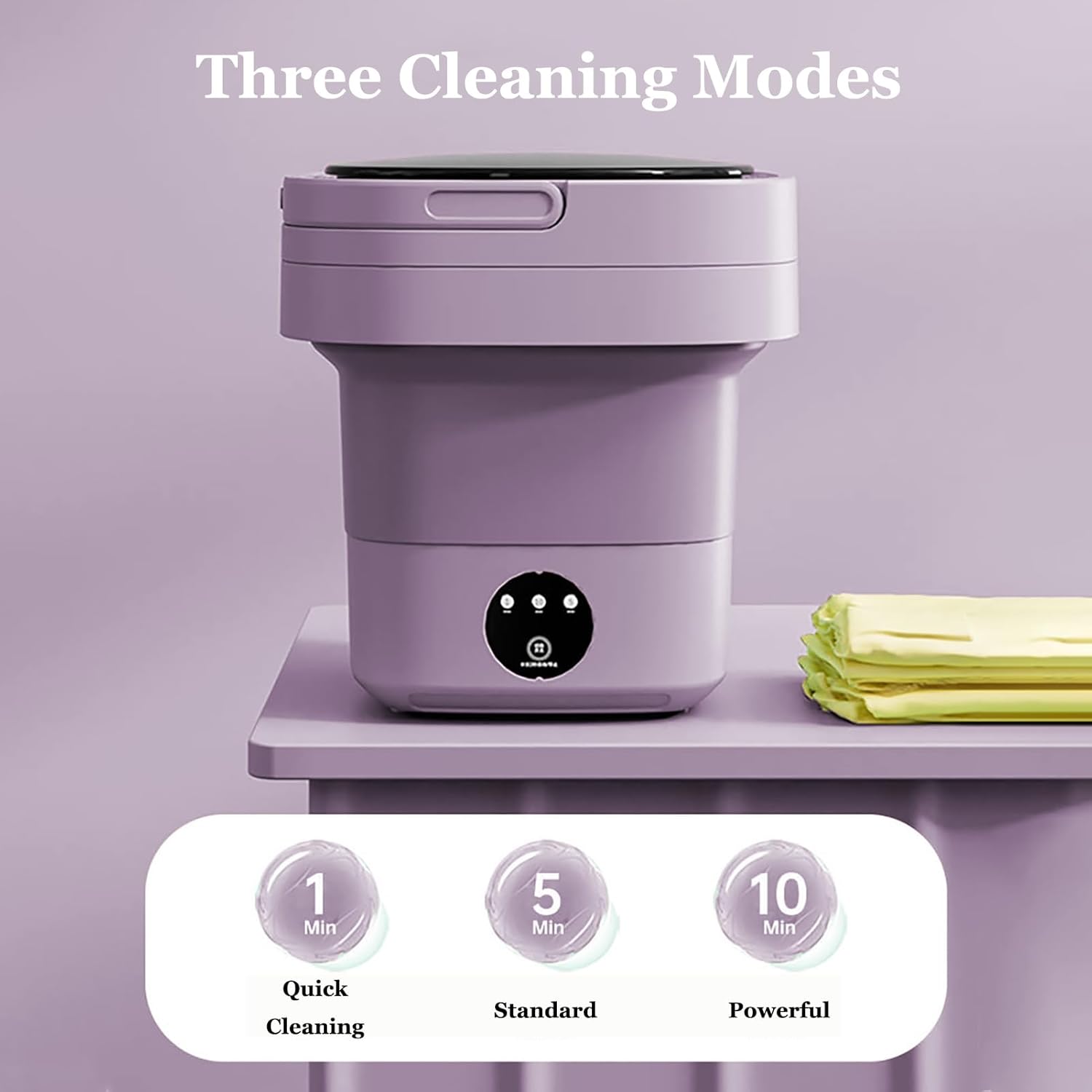 6.5L Portable Washing Machine Foldable Mini Small Portable Washer Washing Machine With Drain Basket for Underwear, Baby Clothes, Small Items, Towels US Plug (Purple)