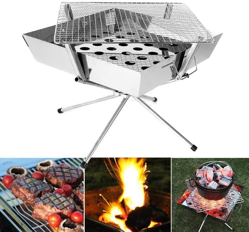 Grills Outdoor Barbecue Camping Household Stainless Steel Folding Charcoal Incinerator