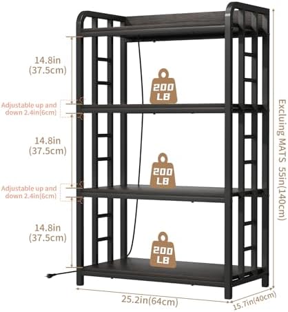 Adjustable 4-Tier Kitchen Baker's Rack, Microwave Oven Cart Stand, Heavy Duty Organizer Rack for Storage in Living Room, Garage, Home and Office, Black