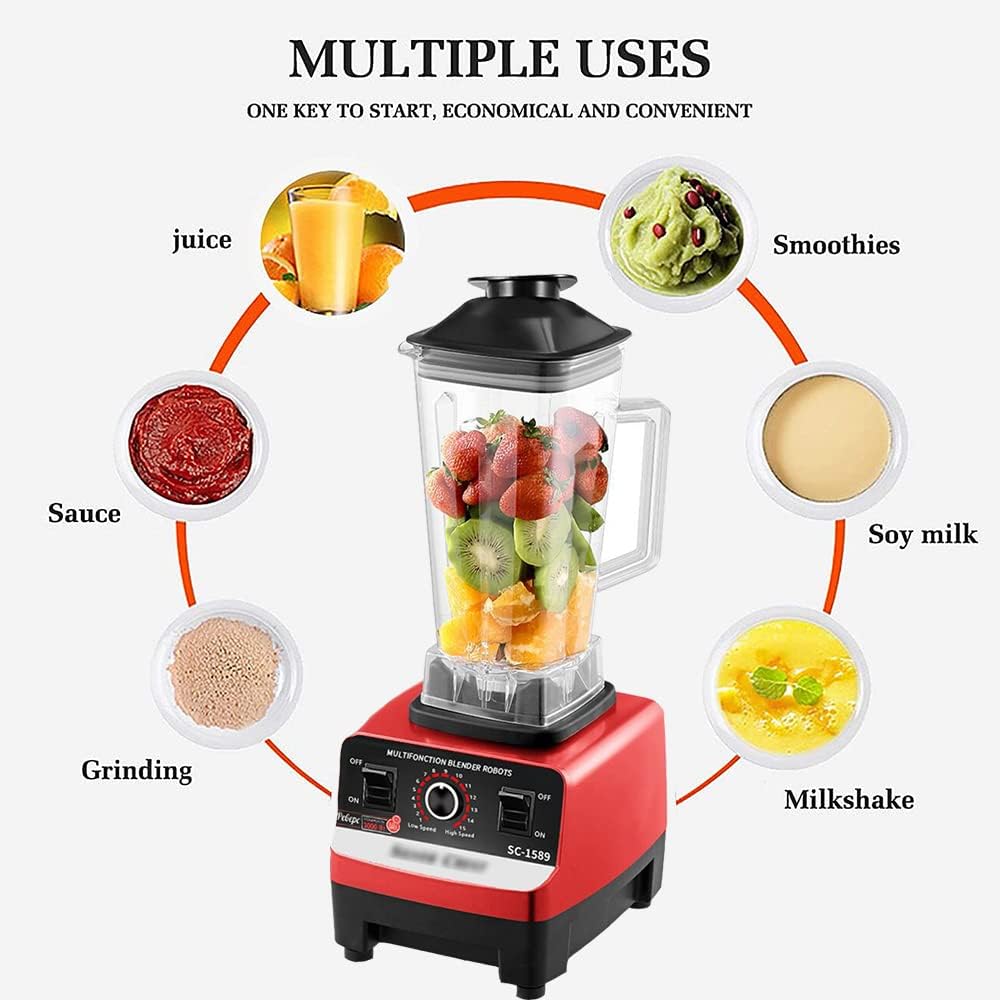 Multifunctional Ice Crusher, Smoothie Blender, High Power Blender, 2L Large Capacity Commercial Blender Milkshake Maker