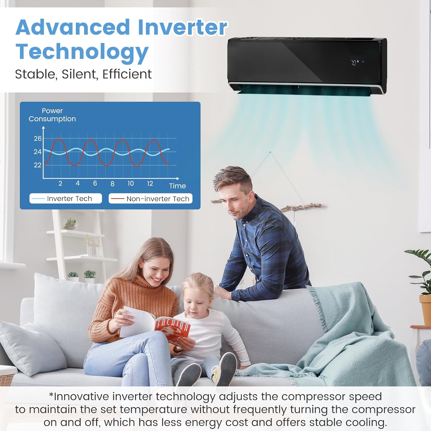 DORTALA 22000 BTU Mini Split Air Conditioner & Heater, Wifi Enabled 21 SEER2 208-230V Pre-Charged Inverter Heat Pump System, Wall Mounted Ductless AC Unit with Control & Installation Kit, Black