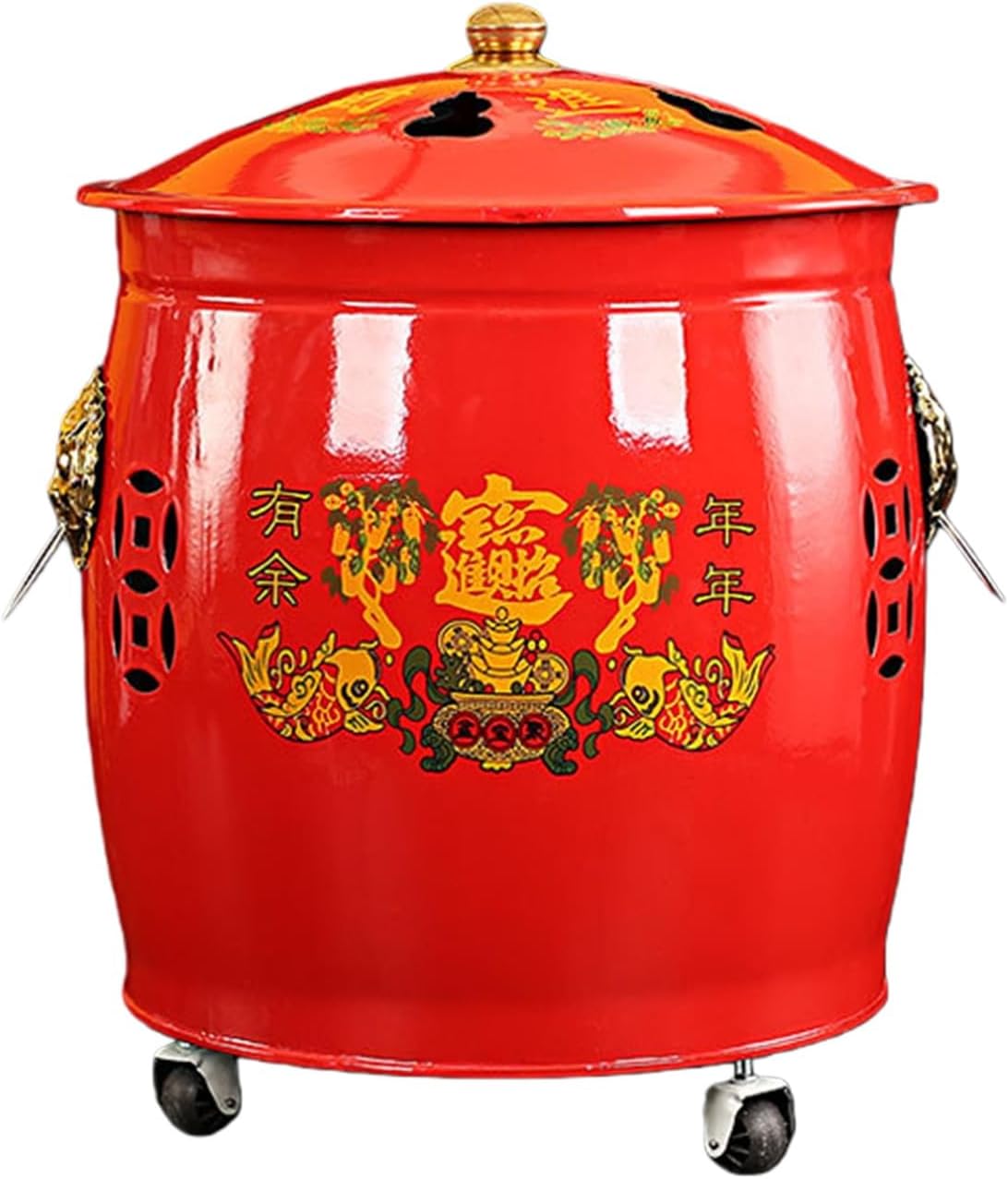 Fire Pit, Burn Barrel, Galvanized Trash can, Including Tripod, Fire Hook, for Garden Paper Leaf Trash Wood Backyard Bonfire(30cm/12in)