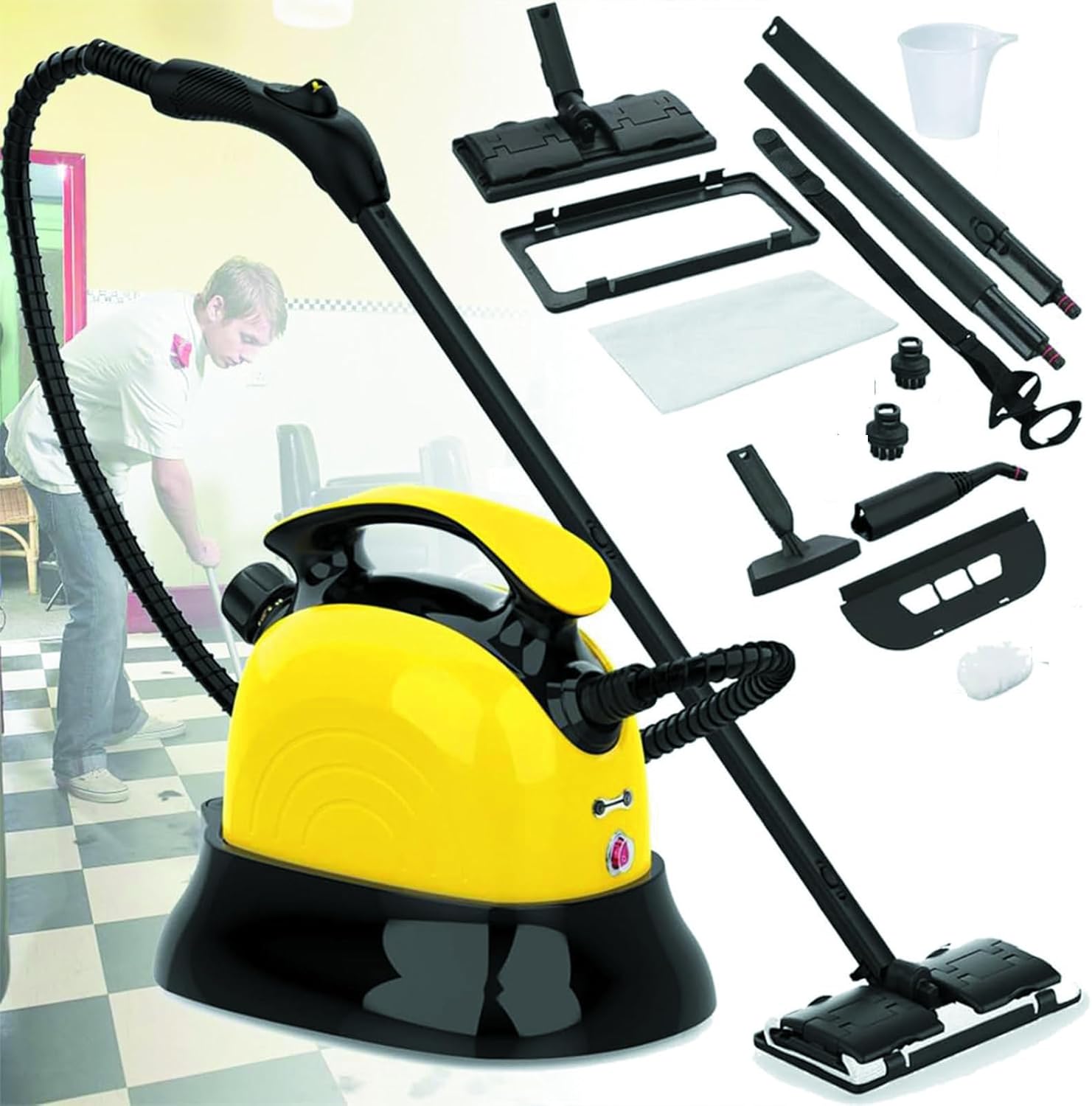 Steam Cleaner with 21 All-Purpose Accessories, Powerful Multipurpose Steamer for Car Seats, Upholstery, Sofa, Bathroom & Kitchen, 0.8L Large Tank Steam Mop Cleaner for Floors