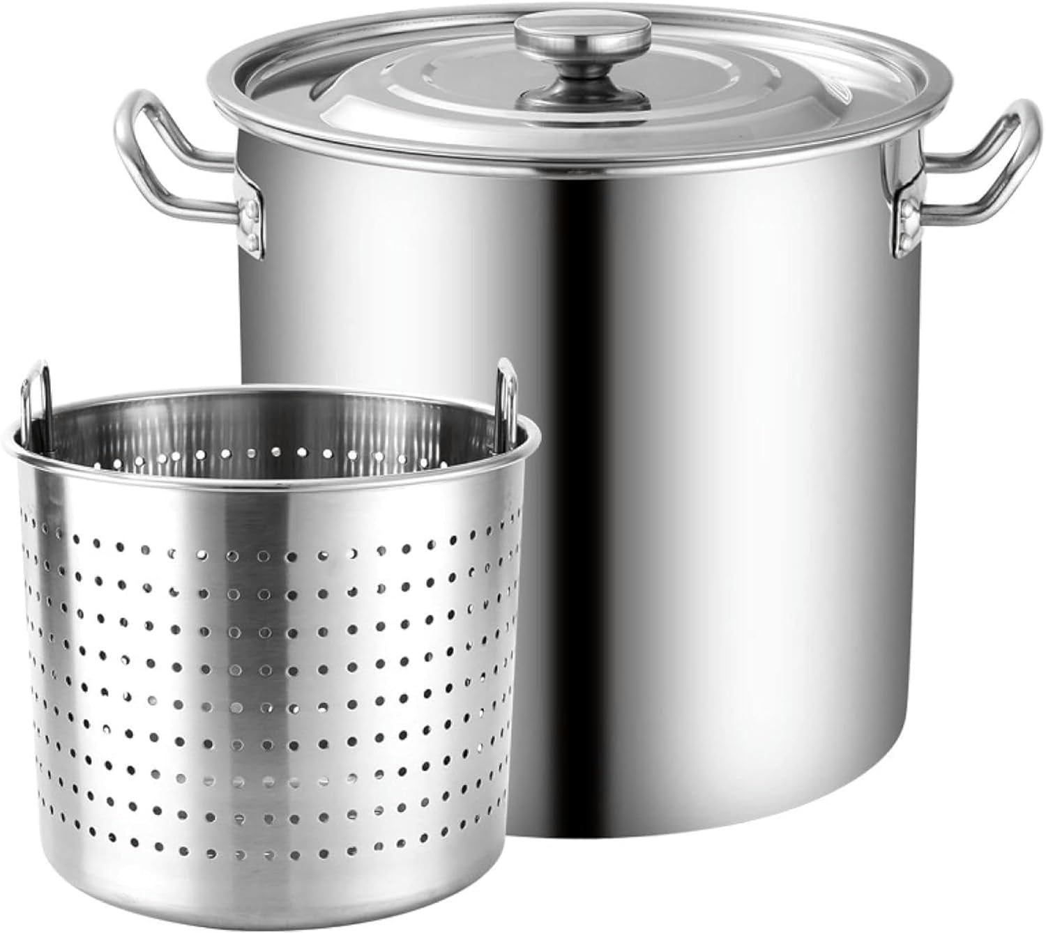 27Qt/45Qt/63Qt Turkey Deep Fryer Pot - Stainless Steel Outdoor Boiling Pot with Strainer Basket & Lid for Crawfish, Soup, and Home Cooking - Perfect for Outdoor BBQs