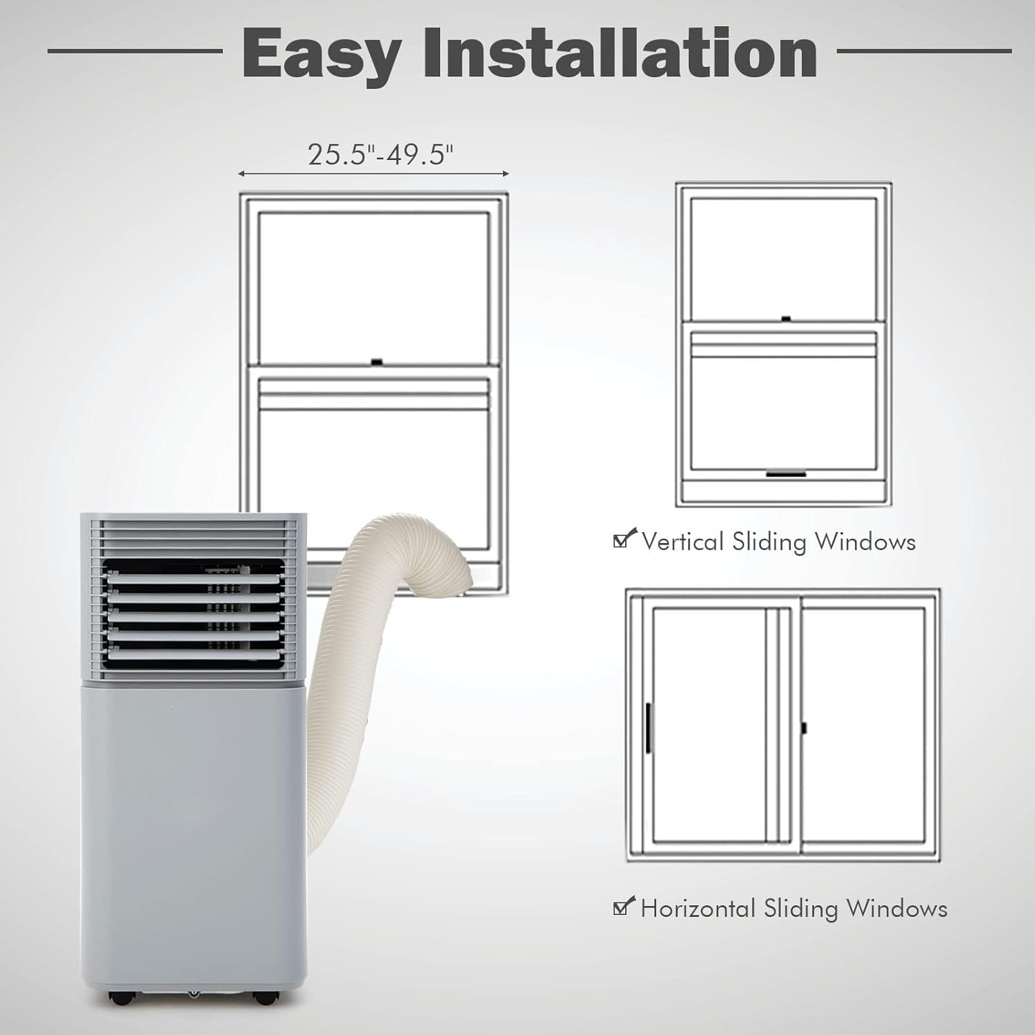 DORTALA Portable Air Conditioners 10000 BTU, AC Cooling Uint with Dehumidifier, Remote Control, 24H Timer & Window Kit, Stand up Air Conditioner for Bedroom, Dorm, Cools up to 350 sq.ft, Grey