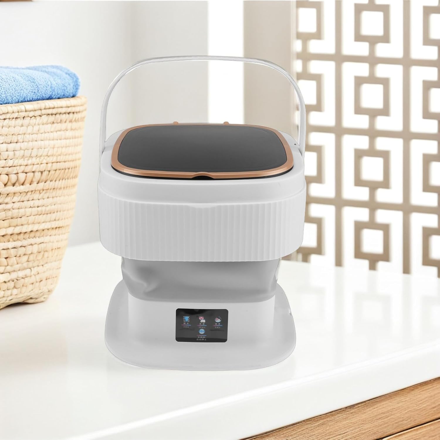 Portable Mini Washing Machine Washer with Automatic Modes Quiet Operation for Clothes Underwear Socks Compact Laundry for Dorms Apartments Hotels