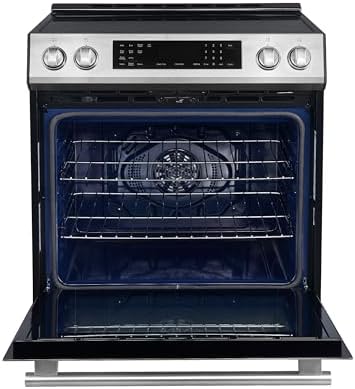 FORNO 30-Inch Espresso Donatello Freestanding Induction Range - 5.0 cu. Ft. 240V 8100W LED Screen with 4 Radiant Elements & 2 Oven Racks - Stainless Steel Kitchen Induction Range with Convection Oven