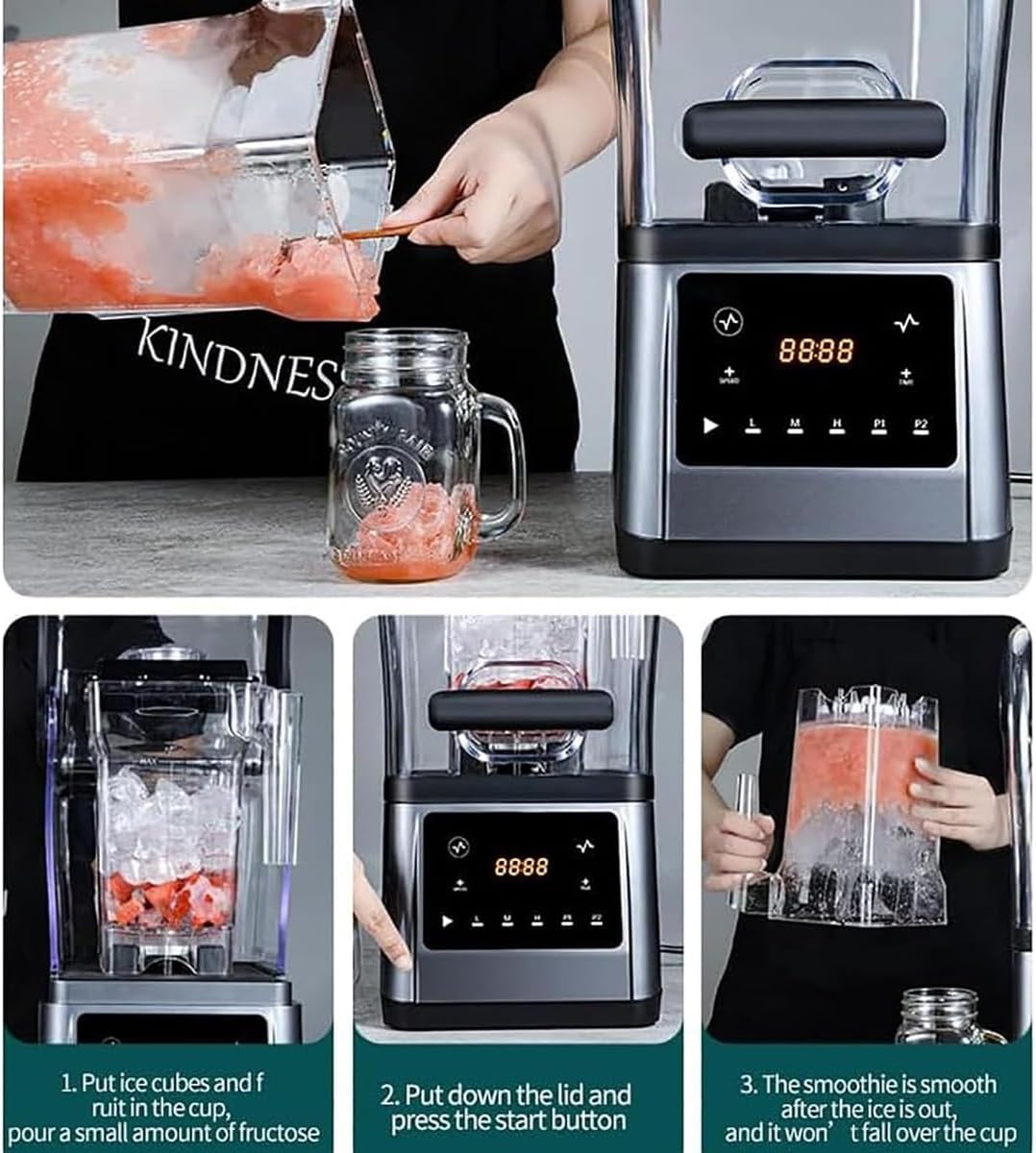 Smoothie Blender,1800W Commercial Countertop Multiple Speed Smoothie Blender,1.6L High Speed Smoothie Maker,Household Quiet Blender,for Puree, Crush Ice, Smoothies