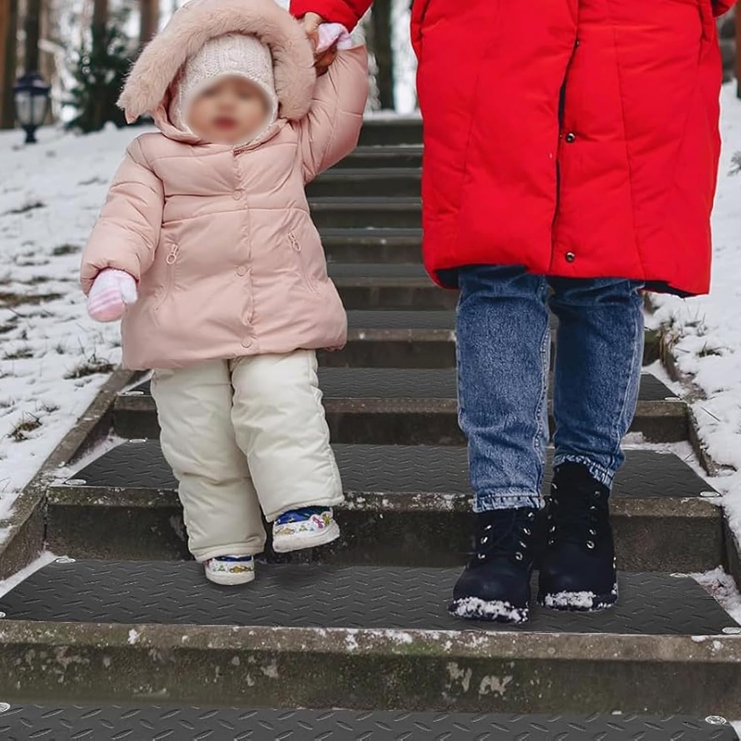 Heated Floor Mat, Heated Outdoor Mats, with Non-Slip Surface Efficient Snow Removal, Heated Snow Melting Mats for Stairways and Driveways(33 * 250,8 Slice)