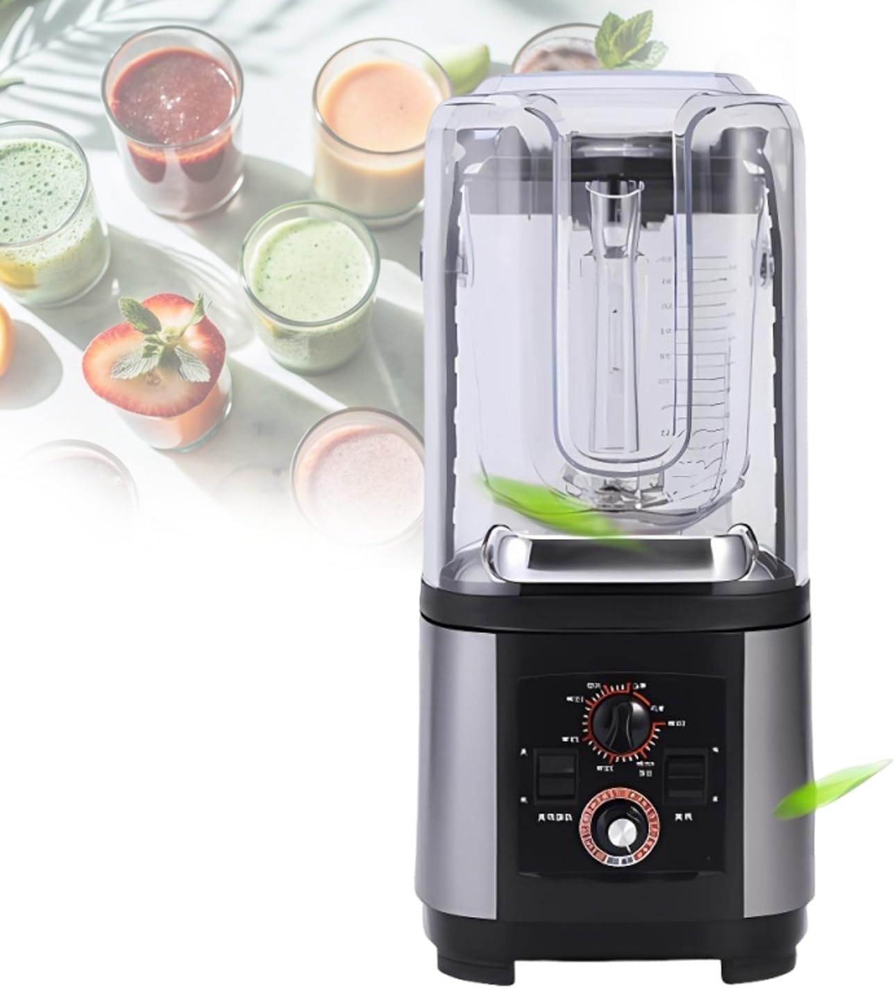Soundproof 2200W Commercial Blender with 2L Jar, FastIce Crushing, Quiet Operation, Self Cleaning, Heavy Duty Smoothie Maker