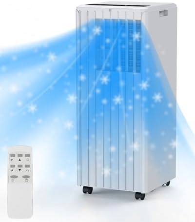 8,000 BTU Smart Portable Air Conditioner – 3-In-1 Cooling, Dehumidifier & Fan for Rooms Up to 550 Sq.Ft, Ultra-Quiet with Mobility Control, Easy Window Installation Kit & Energy-Saving Mode (White)