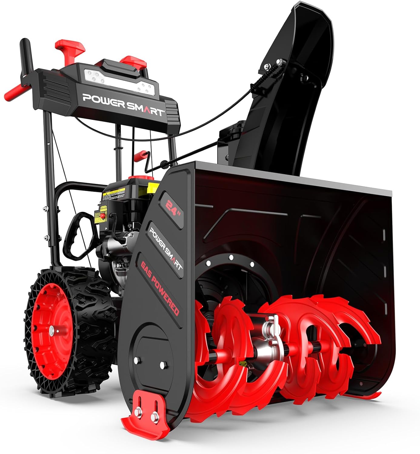 PowerSmart 24 Inch Snow Blower Gas Powered, 252cc Engine with Electric Start, 2-Stage Self-Propelled, Airless Tires
