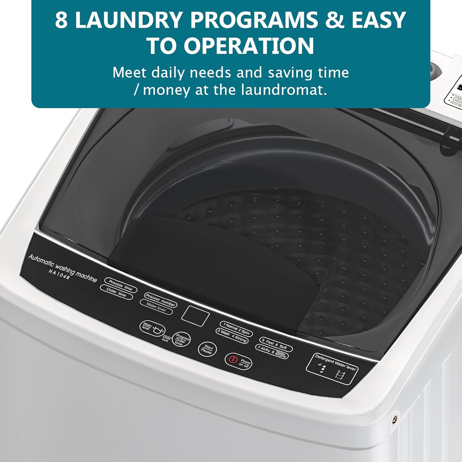 Portable Washing Machine, 16LBS Full Automatic Washer and Spinner, 10 Programs with Child Lock & Energy-Saving, Compact Laundry Wash Spin Dryer for Apartment RV Dorm Home
