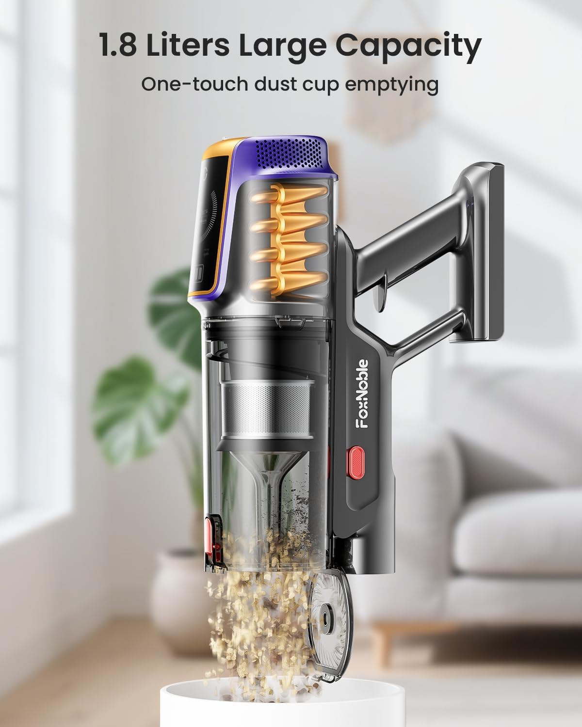 Cordless Vacuum Cleaner,55KPa 650W 65Mins Vacuum Cleaners for Home,Stick Vacuum with LED Display Anti tangle Brush and Self Standing Design,Vacuum Cleaner for Hardwood Floors,Carpet,Pet Hair,Car