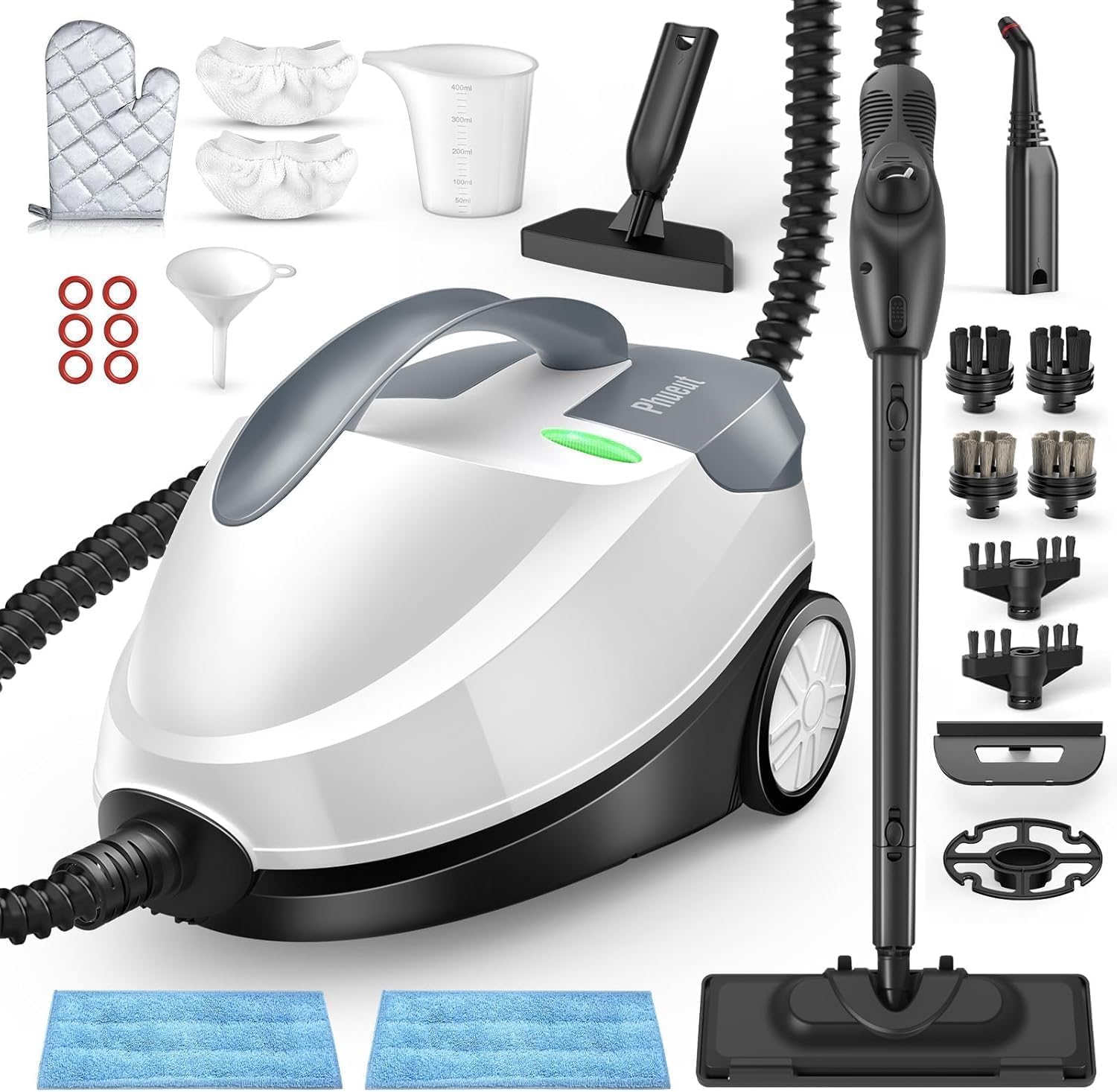 Steam Cleaner with 28 Accessories for Home, 1800W Powerful Multipurpose Steam Mop with 1.5L Tank for Floor Cleaning, Chemical-Free Heavy Duty Steamer for Cleaning Floors, Couch, Tile, Grout and Car