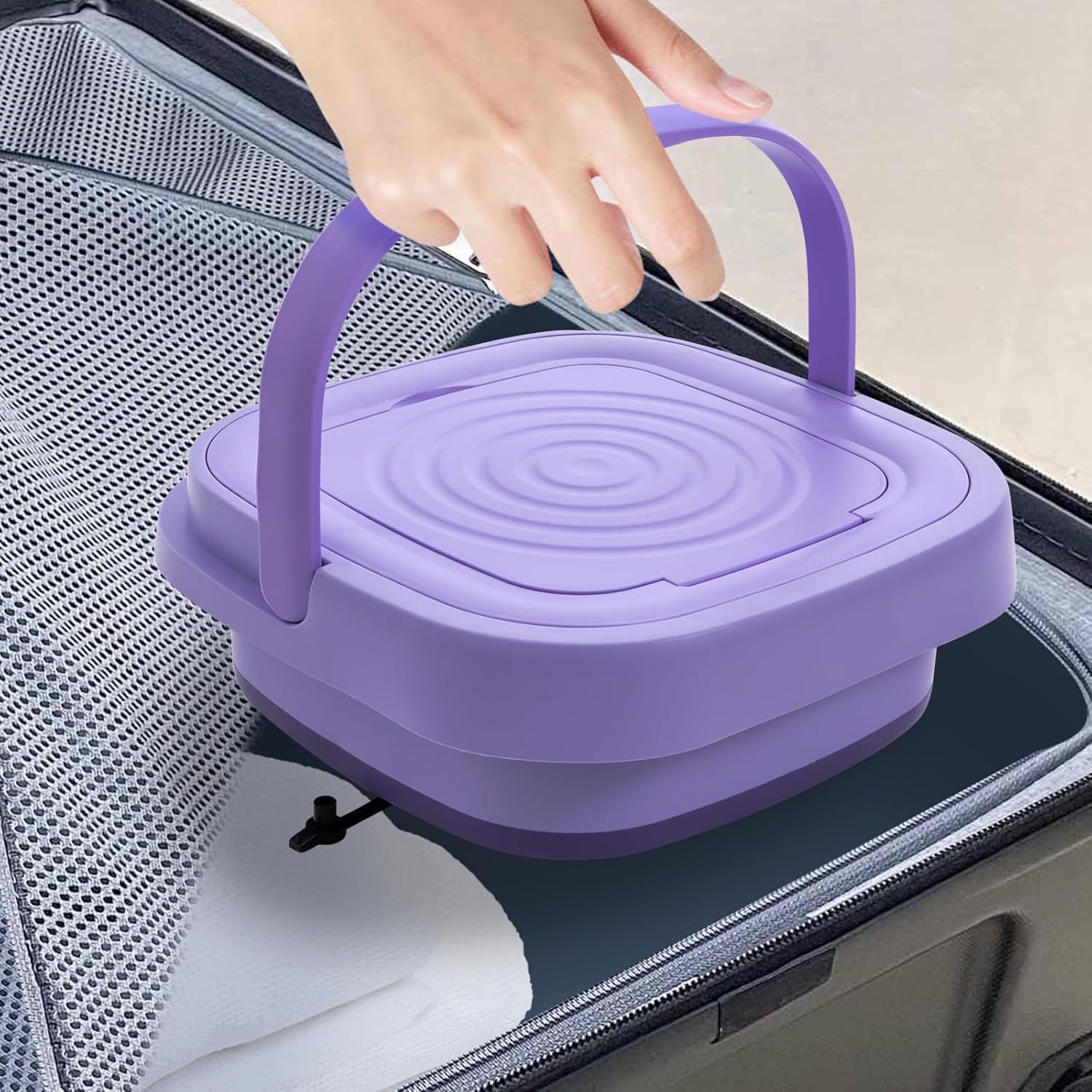 Portable Mini Washing Machine, Foldable Washer with Drainage Basket - 2.11 Gal Capacity, 3 Cleaning Programs (10/15/2 Min), for Travelers, Dorm Dwellers, Apartment Residents & Camping Enthusiasts