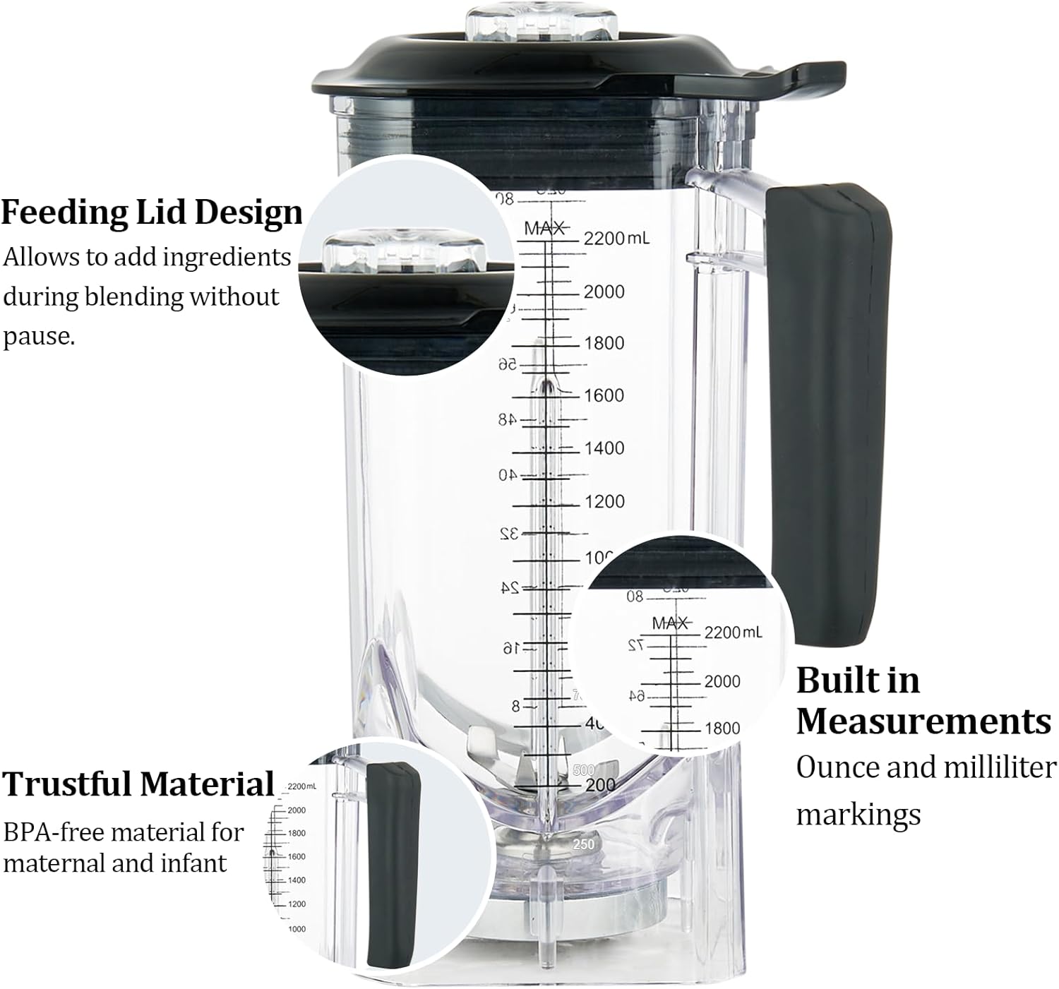 Blender for Smoothies 1500W Countertop Blender for kitchen Home Commercial with Timer, Smoothie Maker 2200ml for Crushing Ice, Frozen Dessert, Soup