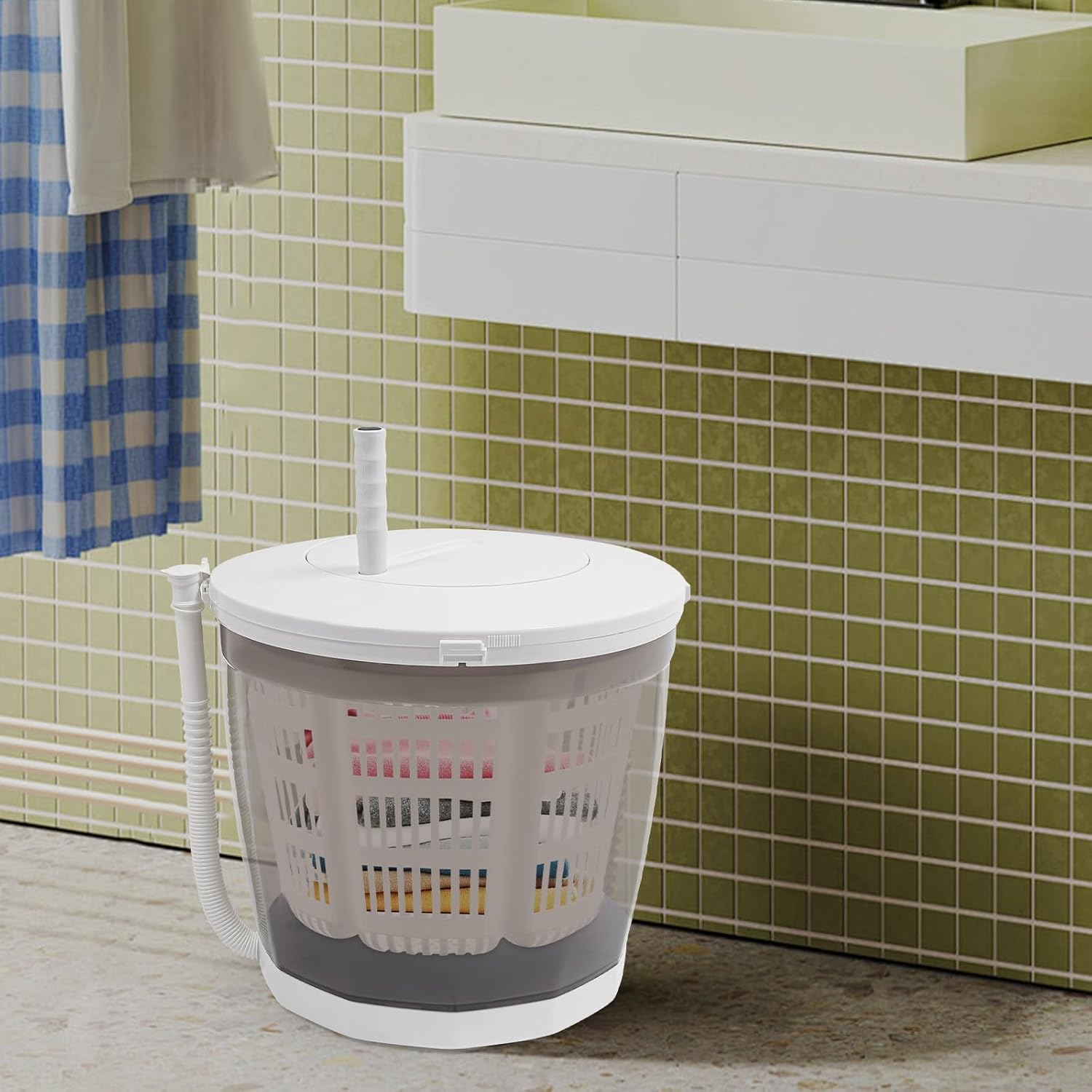 Bacocoo Mini Portable Washing Machine, 2 in 1 Non-Electric Washing Machine and Manual Clothes Spin Dryer, 4.41 lbs Compact Outdoor Washer Spin Dryer Suitable for Apartments, Dormitories, Hotels.(Grey)