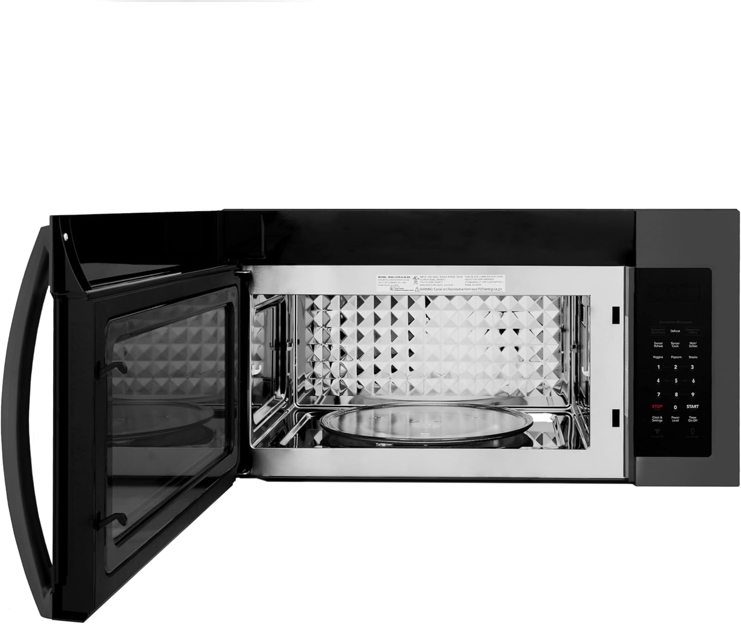 ZLINE Over the Range Convection Microwave Oven in Black Stainless Steel with Modern Handle and Sensor Cooking
