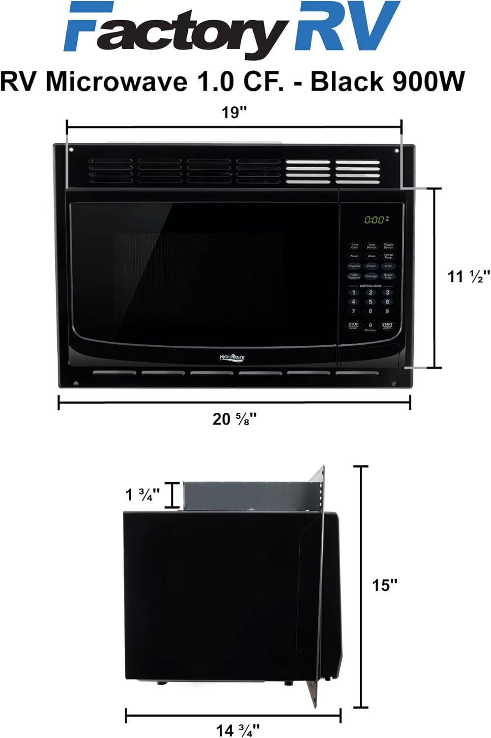 Tough Grade Black 1.0 Cu. Ft Microwave | 900W Output, 120V | Replaces High Pointe | Compact, Lightweight, One-Touch Controls,10 Power Levels Turntable, Timer, Child Lock