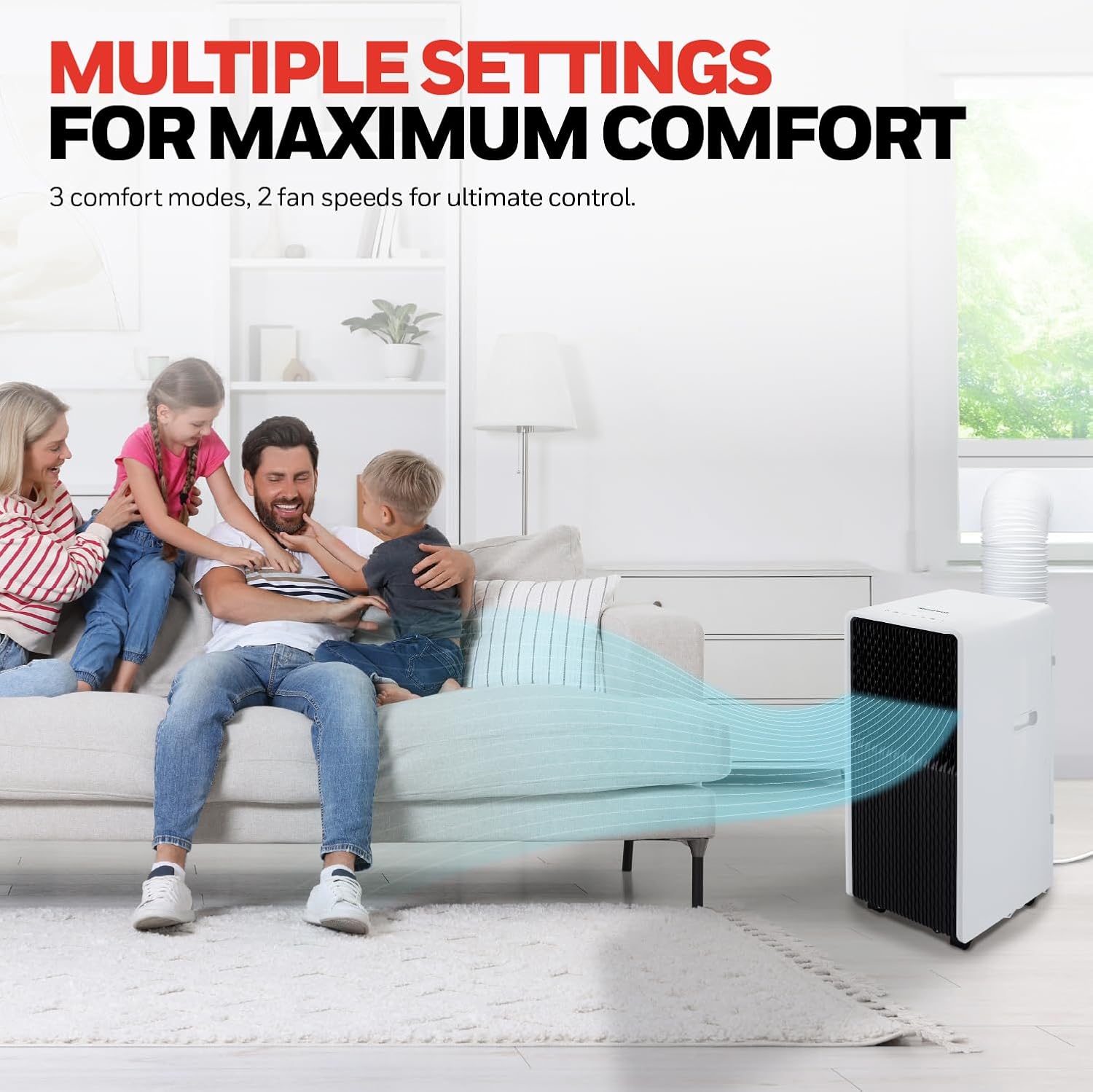 Honeywell 13,500 BTU Slim & Smart WiFi Portable AC with Fan, Dehumidifier, Alexa/Google Home Voice Control – Cools Up to 660 Sq. Ft., HX4CESVWG0