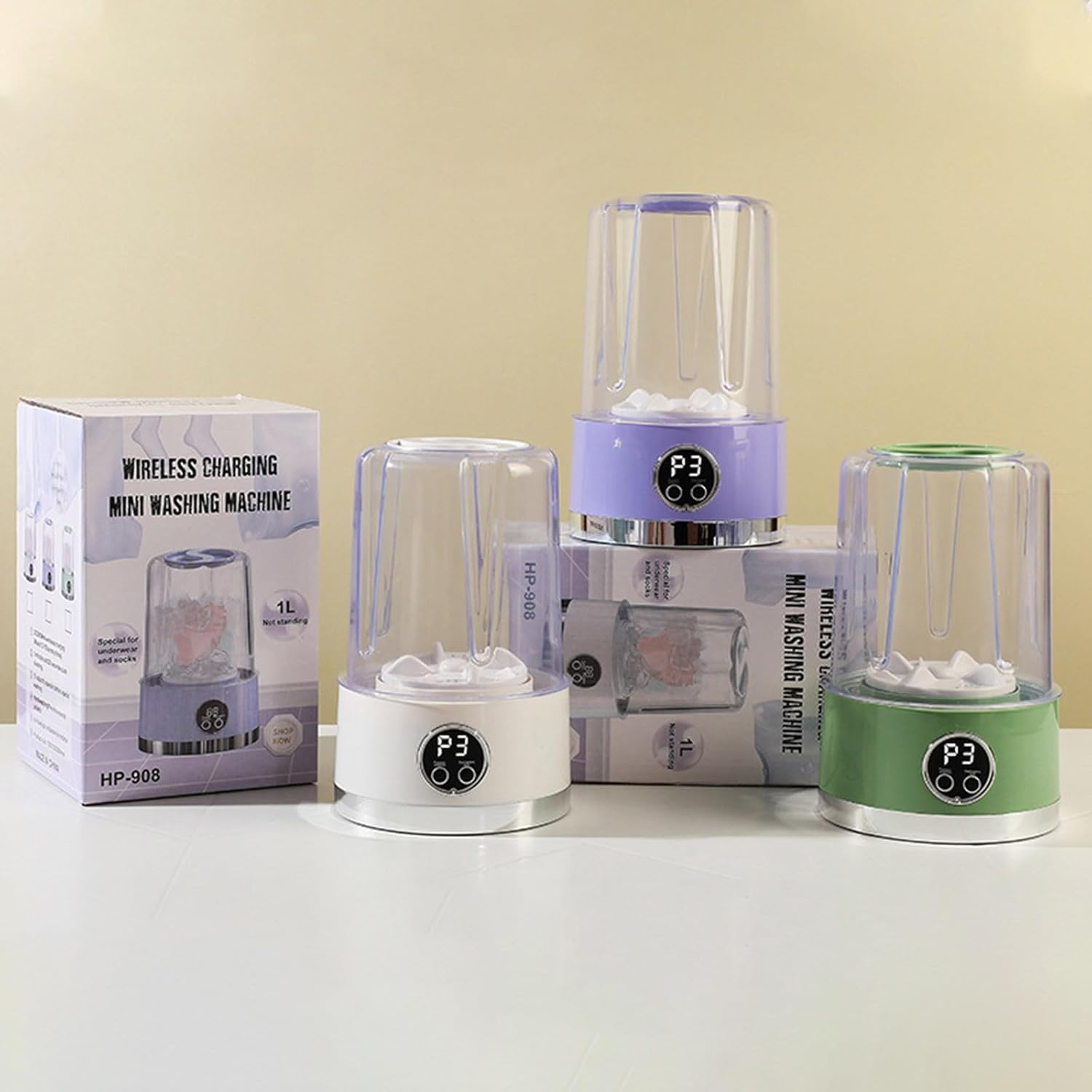 2025 Upgraded Mini Washing Machine, Underwear Washer, Portable Rechargeable Cordless Mini Washing Machine, Laundry Cup for Bra, Underwear, socks, Clothes and Camping RV Travel (Green)