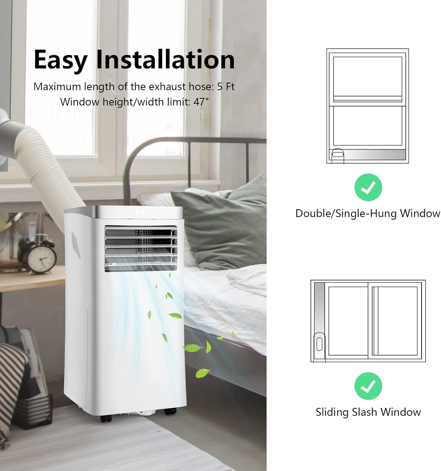 PETSITE Portable Air Conditioner, 8000 BTU AC Cooling Unit with Remote Control, 3-in-1 Air Conditioners with Dehumidifying, Fan & Air Cooler Function, Cools Up to 230 sq.ft