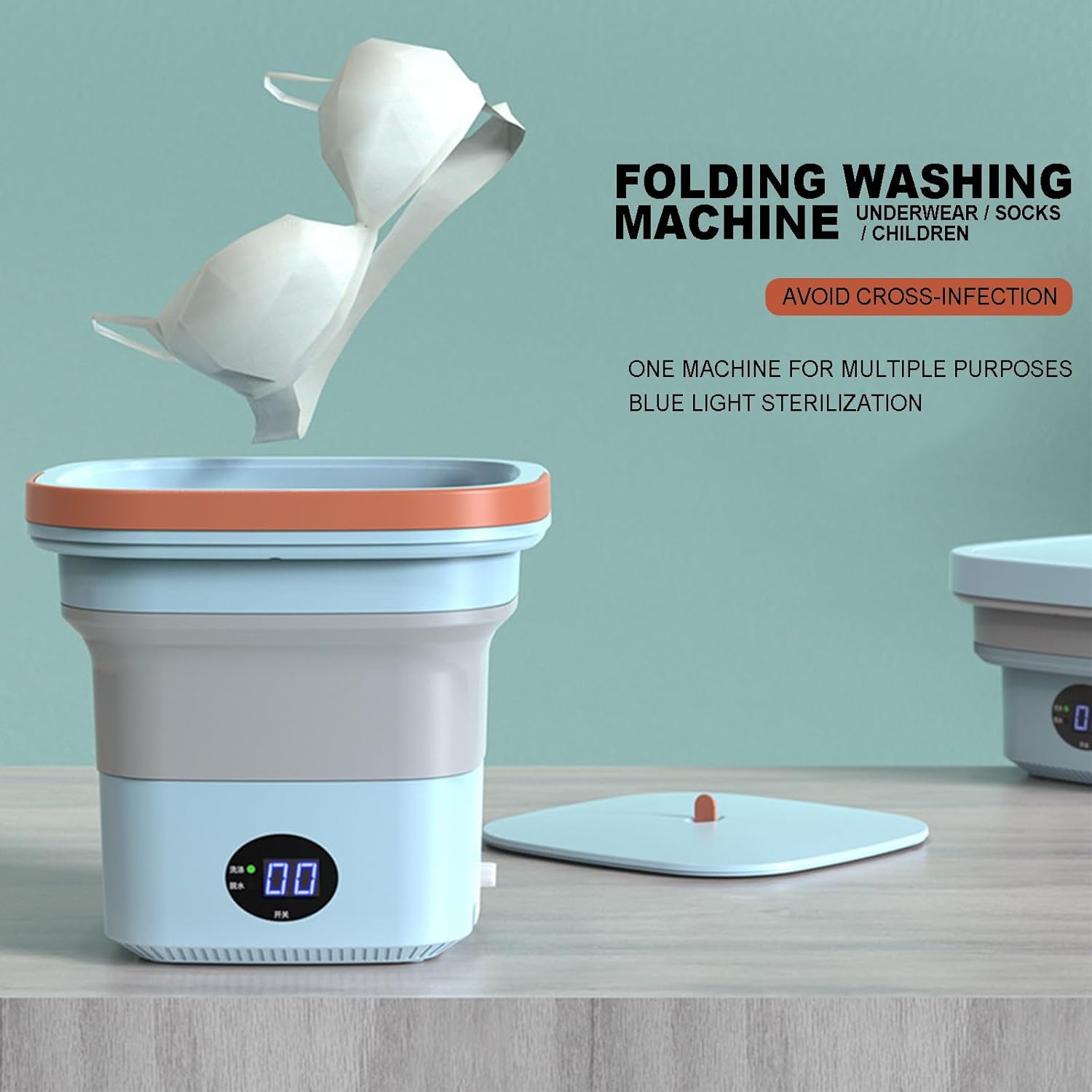 Portable Washing Machine, 6L Mini Folding Washing Machine Portable with, Deep Cleaning for Baby Clothes, Underwear, Socks, Suitable for Dormitories,Camping, Travel and Apartment Dirt ( Color : Rojo )