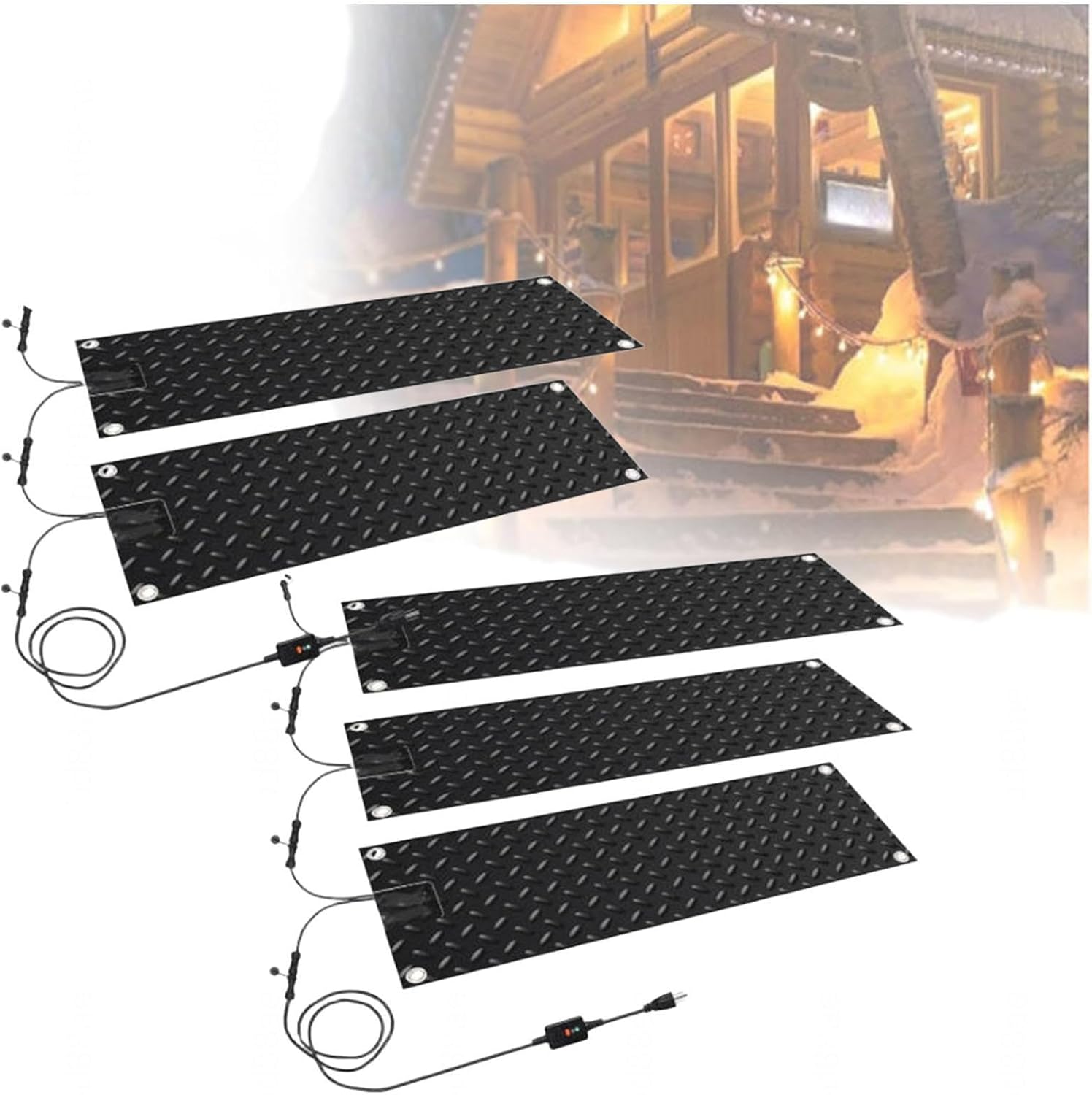 Snow Melting Mats Outdoor New Model Waterproof Anti Slip Design,with Power Cord Snow Heat Mats Trusted Snow and Ice Melting Mats,for Stairs Doorways Staircases,5Pcs